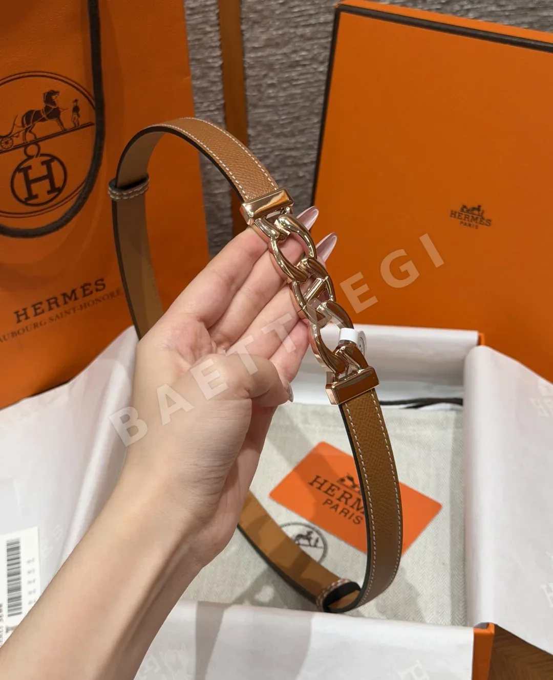 에르메스 H체인 메탈 버클 엡솜 가죽 벨트 상세 이미지 4