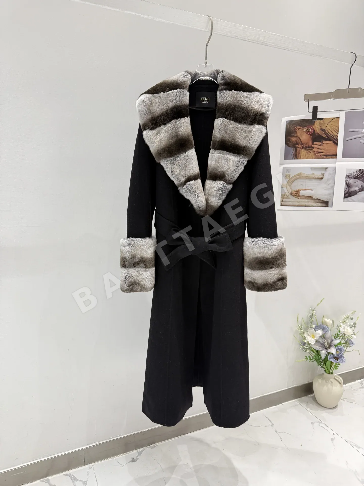 펜디 카시미야 벨티드 롱 코트 여자 자켓 206708