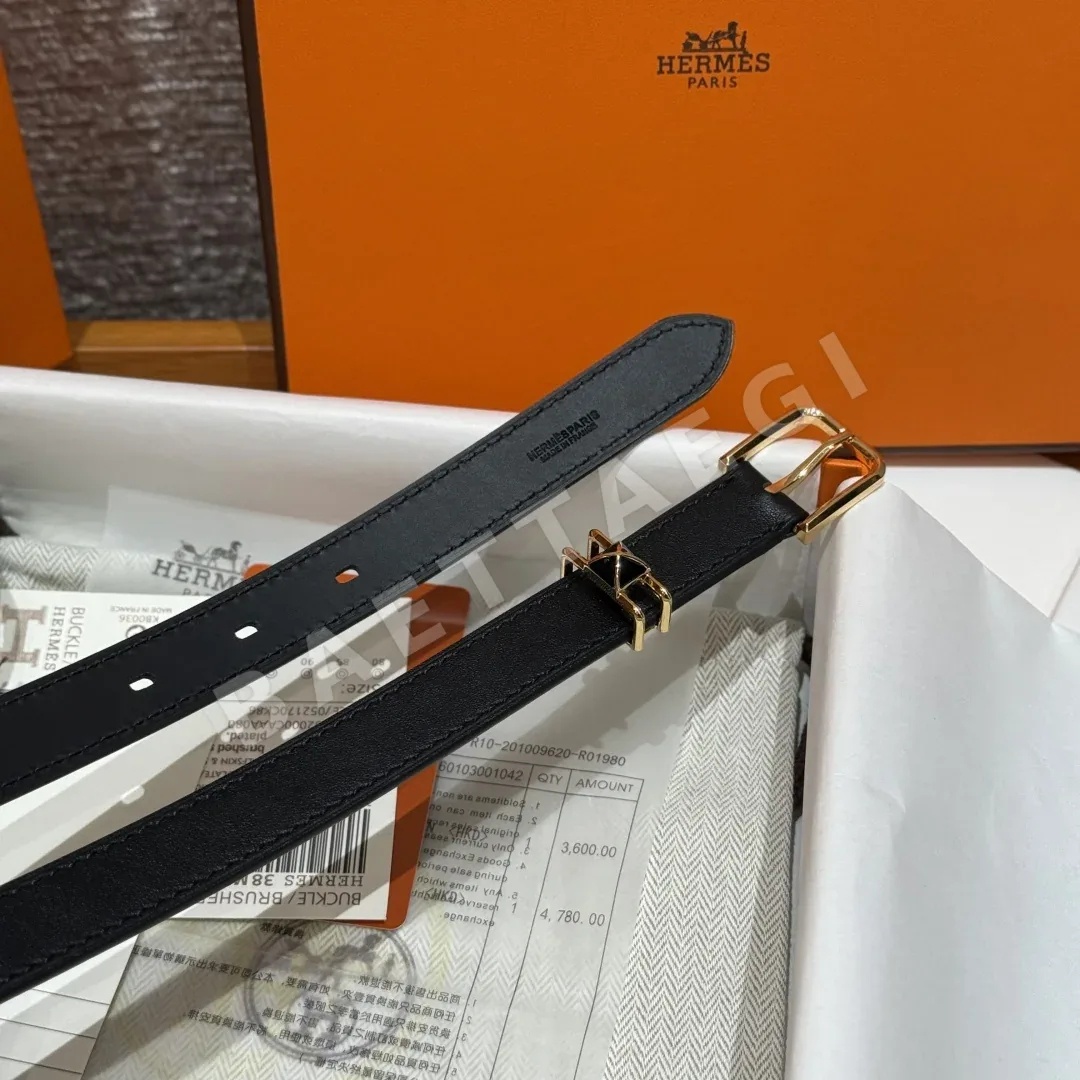 에르메스 미니 크로 카프스킨 골드 버클 벨트 상세 이미지 5