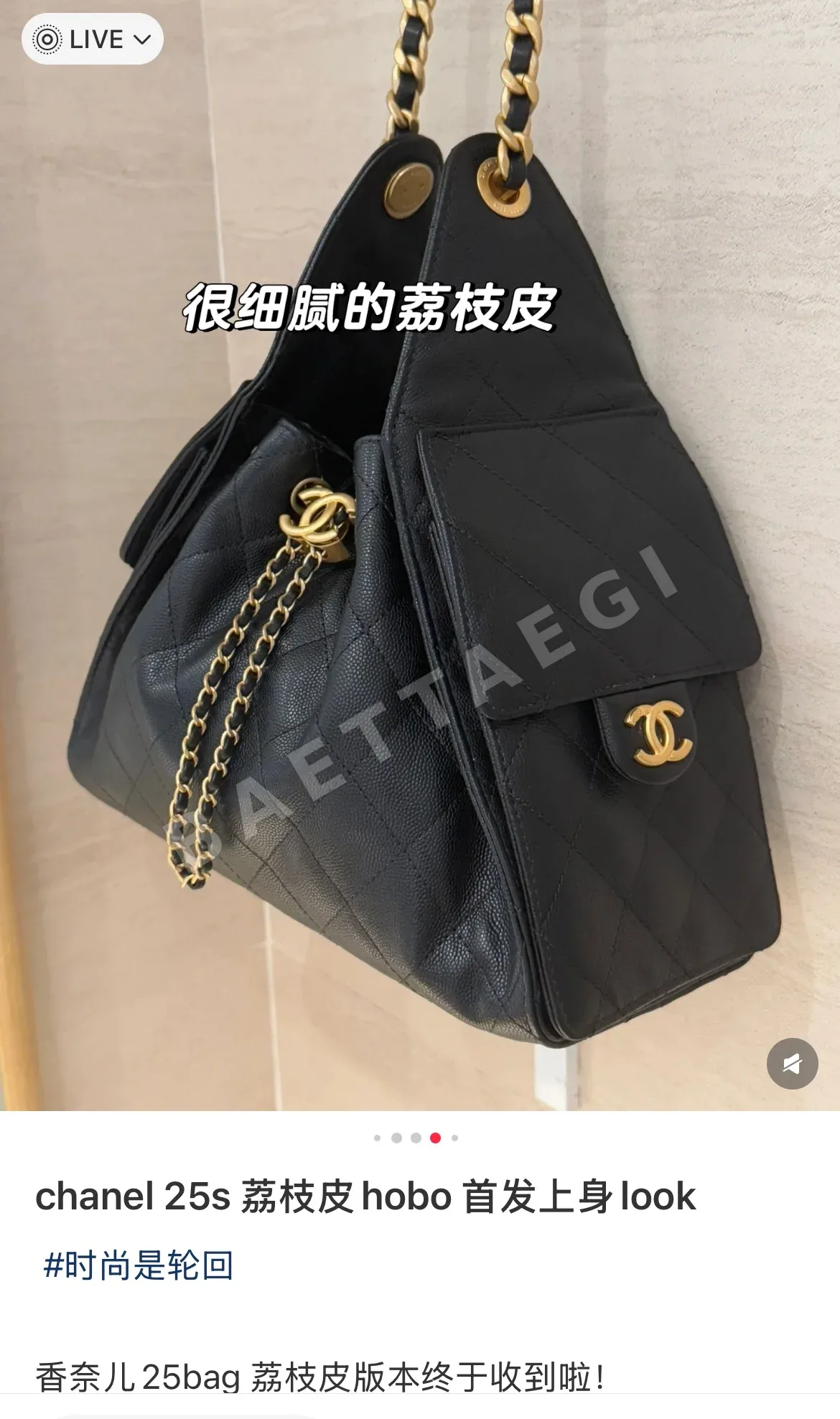 샤넬 캐비아 가죽 팬더 가방 상세 이미지 5