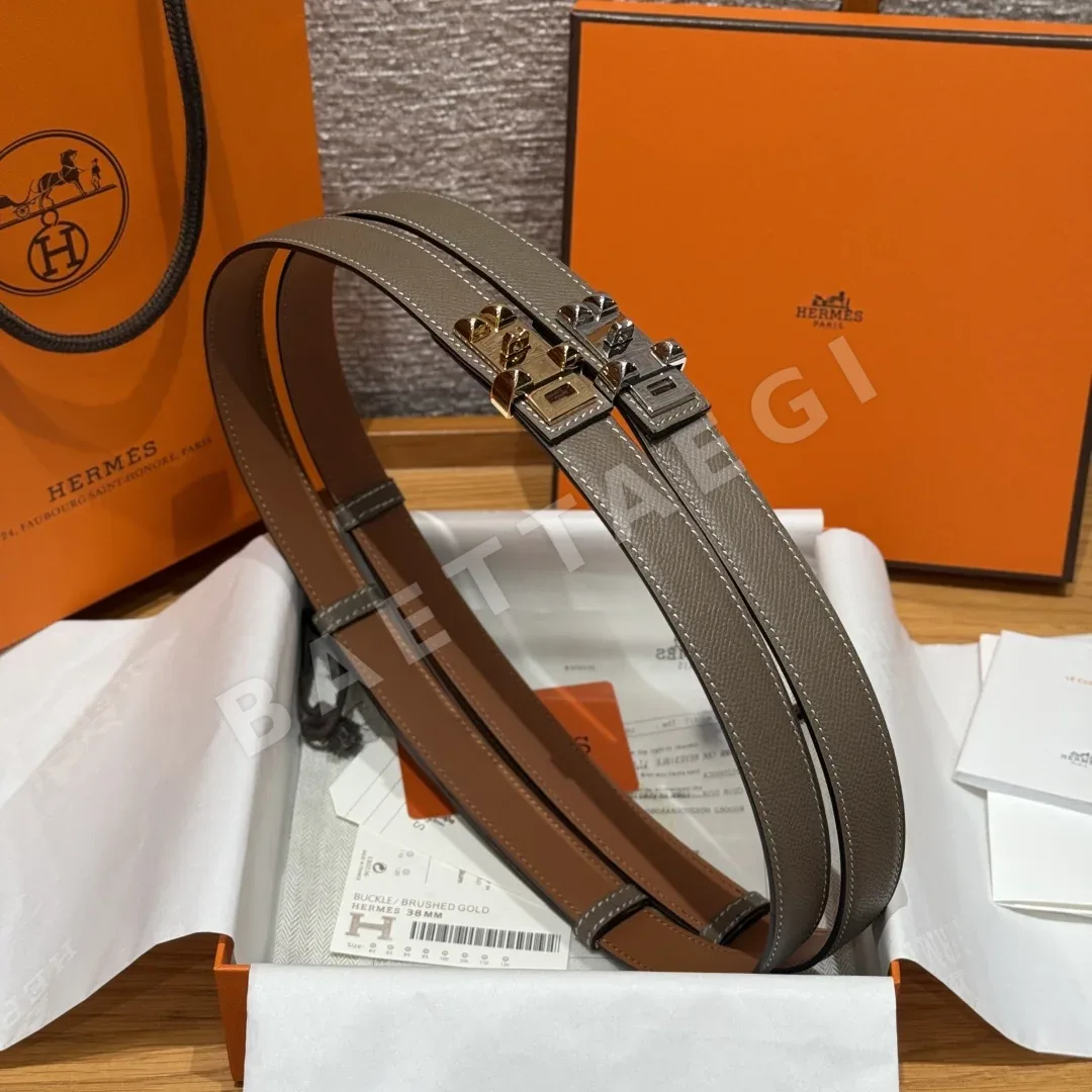 에르메스 켈리 금장 버클 여성 가죽 벨트 176123