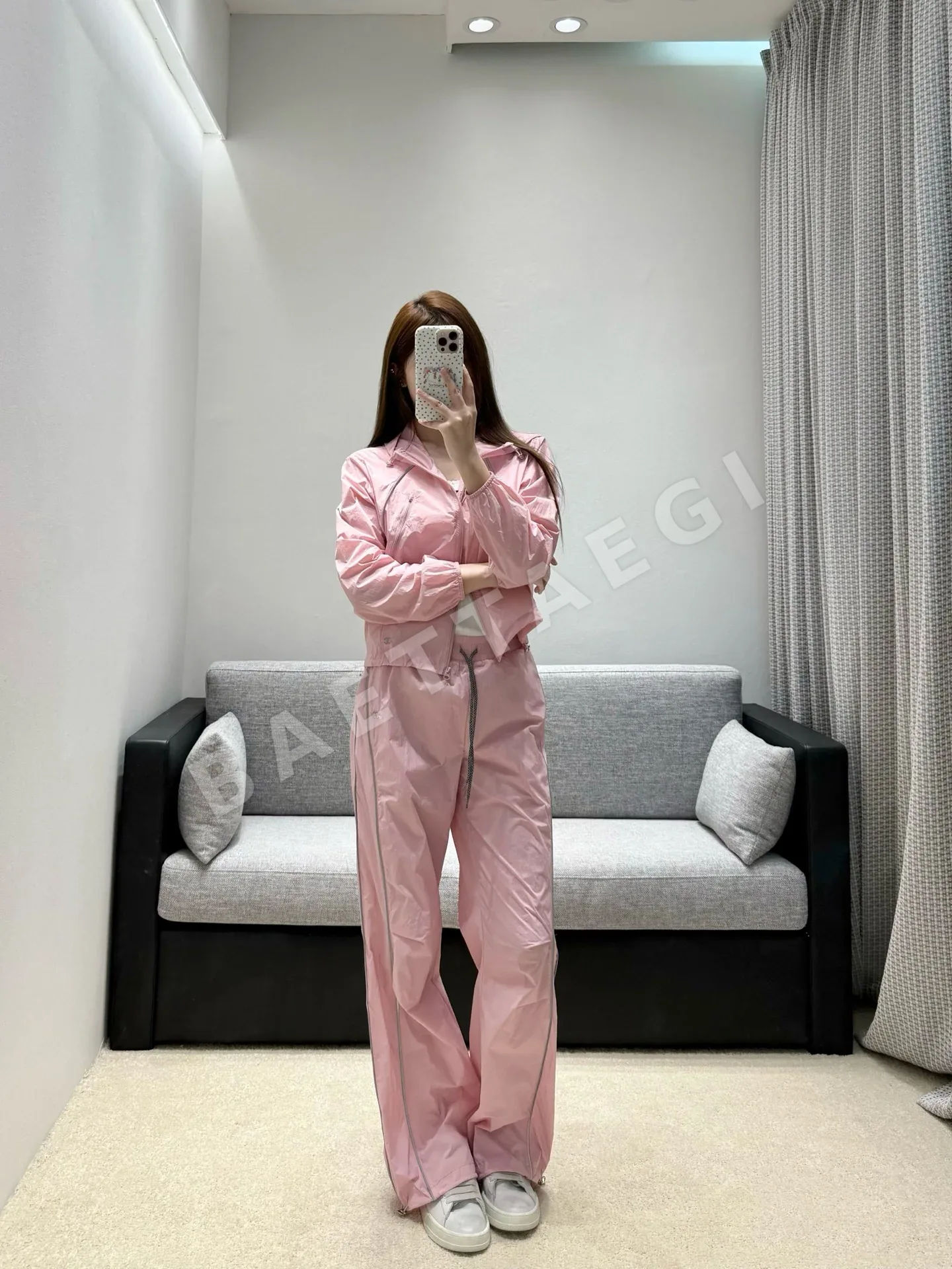 샤넬 크롭 후드 재킷 와이드 팬츠 세트 상세 이미지 4
