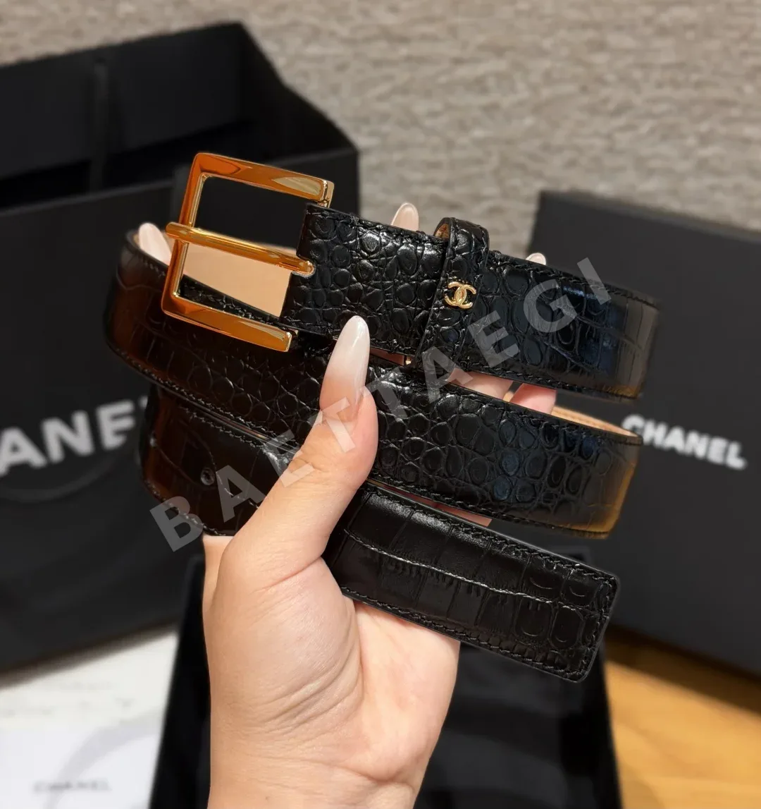 샤넬 크로커다일 패턴 가죽 벨트 30mm 상세 이미지 2