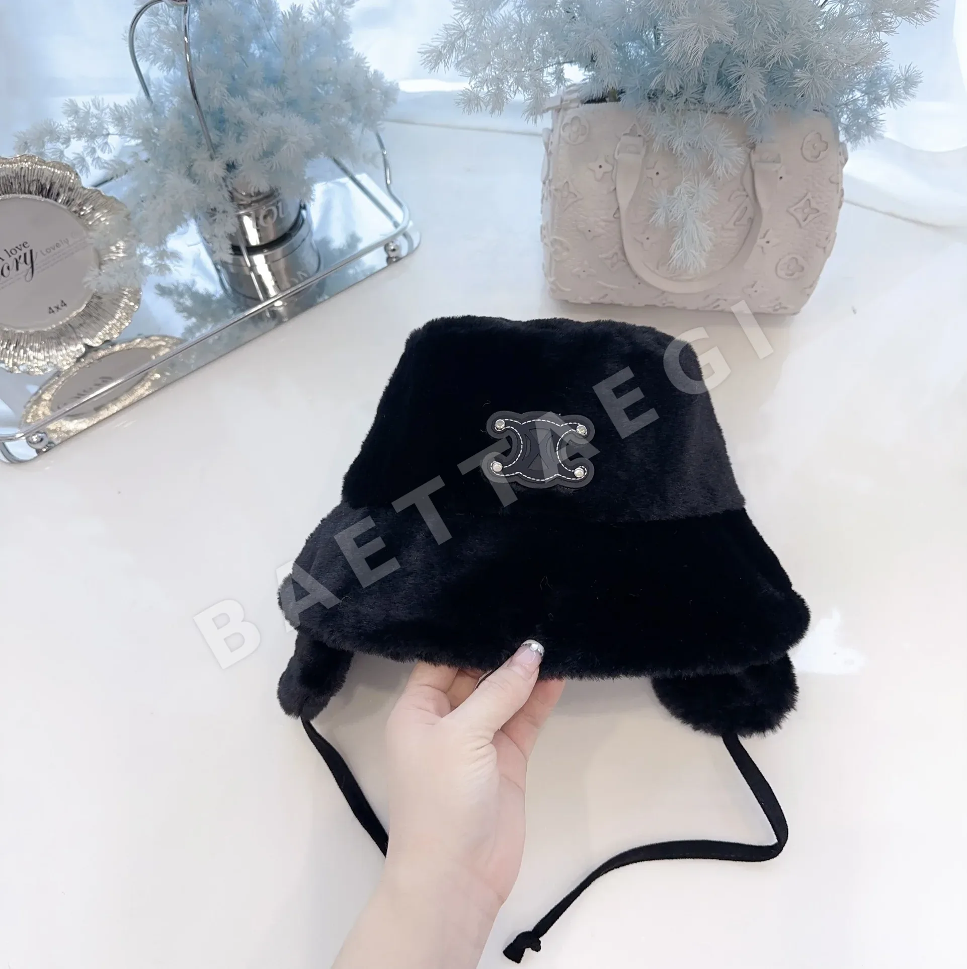 셀린느 인조 밍크 퍼 귀덮개 피셔맨 햇 상세 이미지 4
