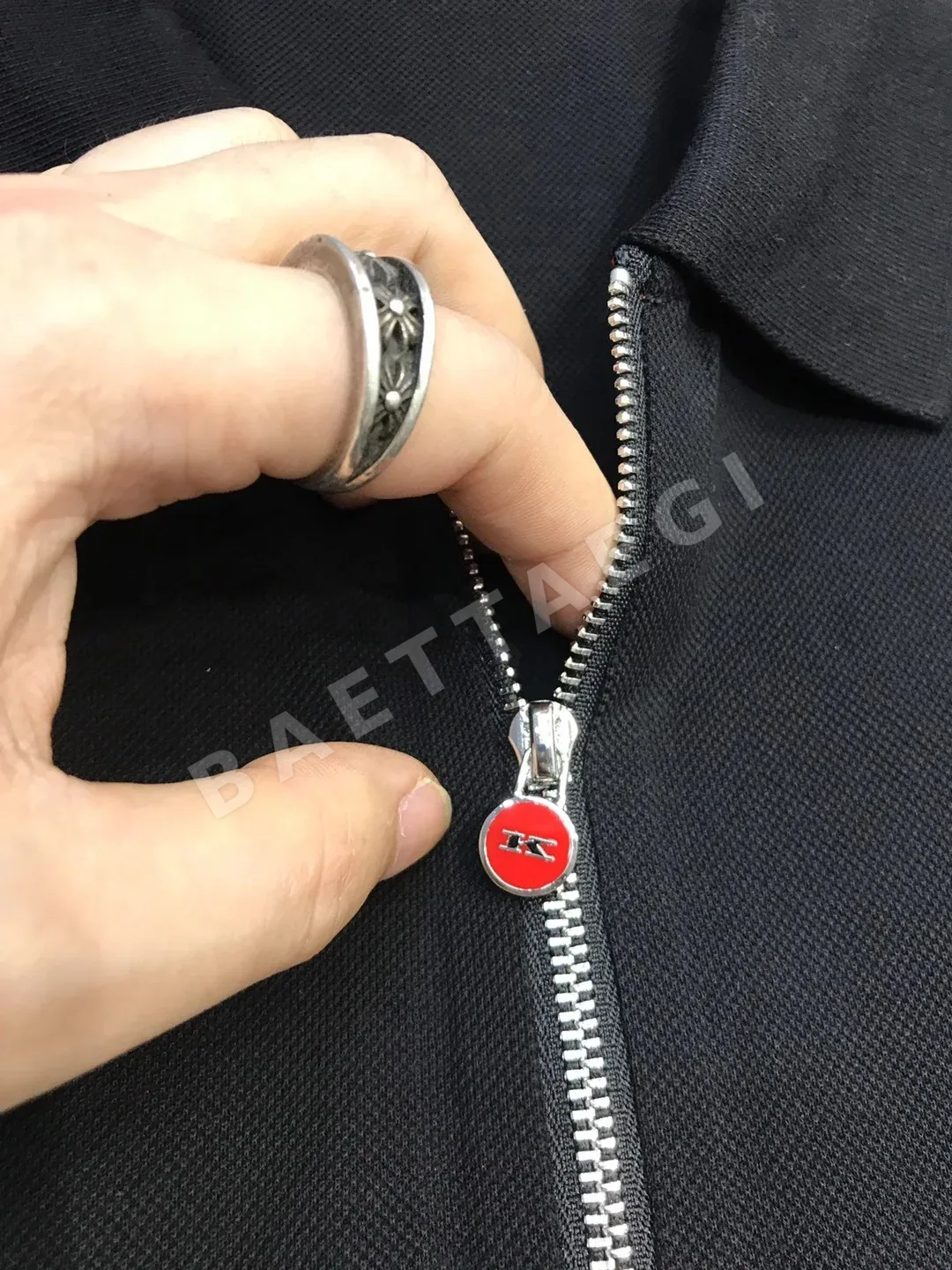 키톤 하프 집 플라켓 피케 코튼 반팔 셔츠 상세 이미지 7