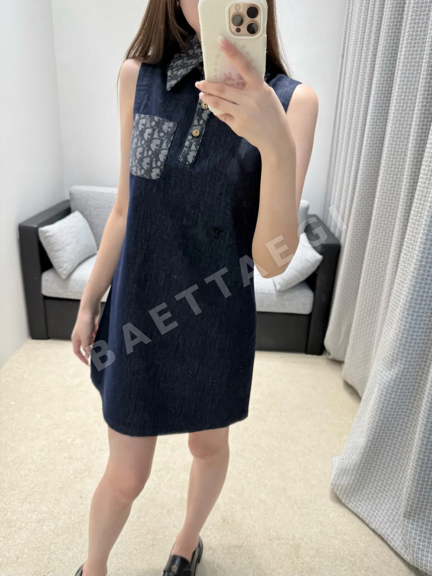 디올 데님 민소매 스트레이트 원피스 상세 이미지 8