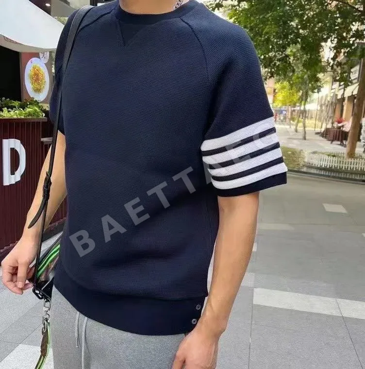 톰브라운 남성 와플 니트 반팔 티셔츠 상세 이미지 6