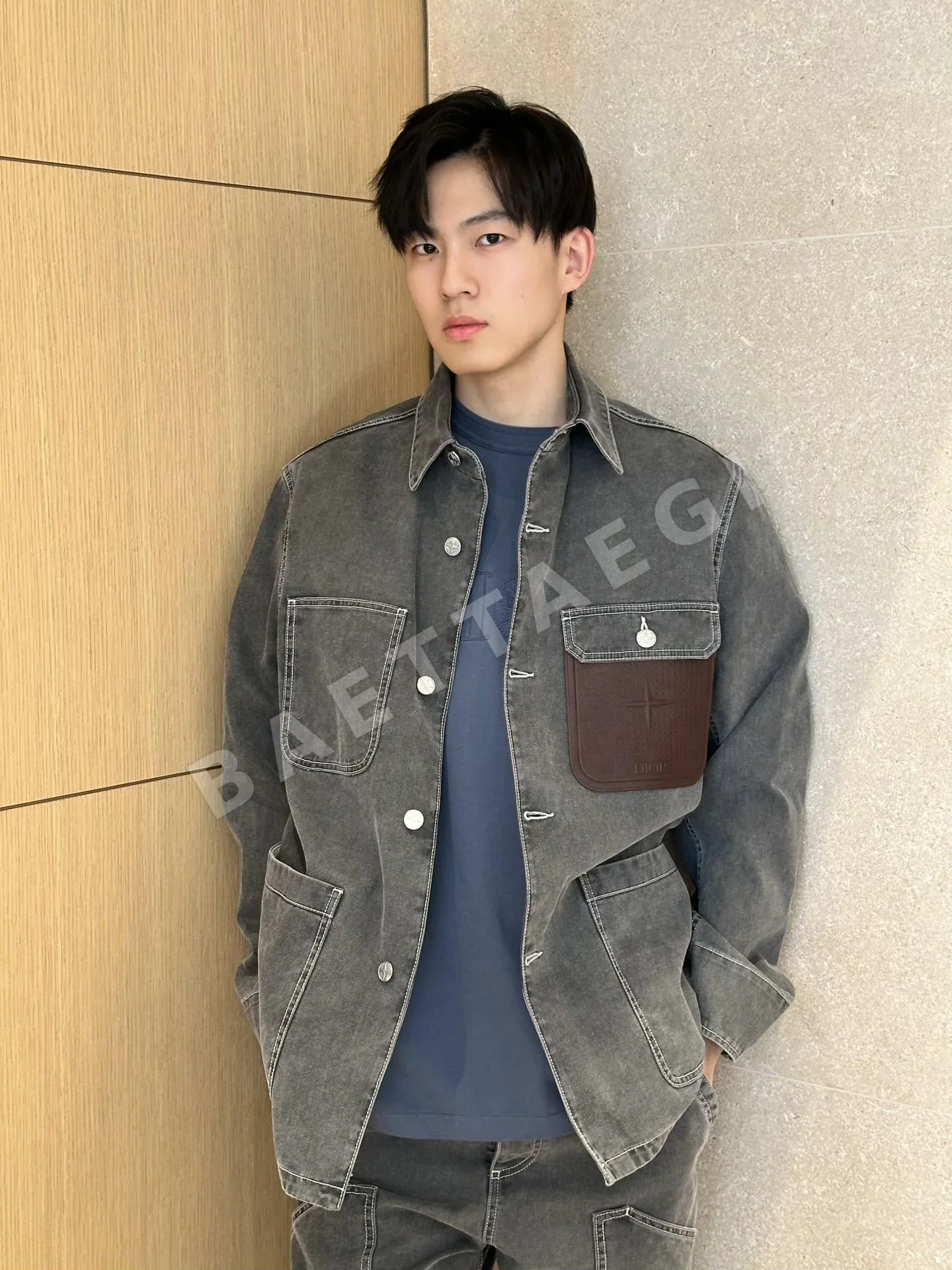 스톤아일랜드 가죽 포켓 데님 재킷 긴팔 상세 이미지 6