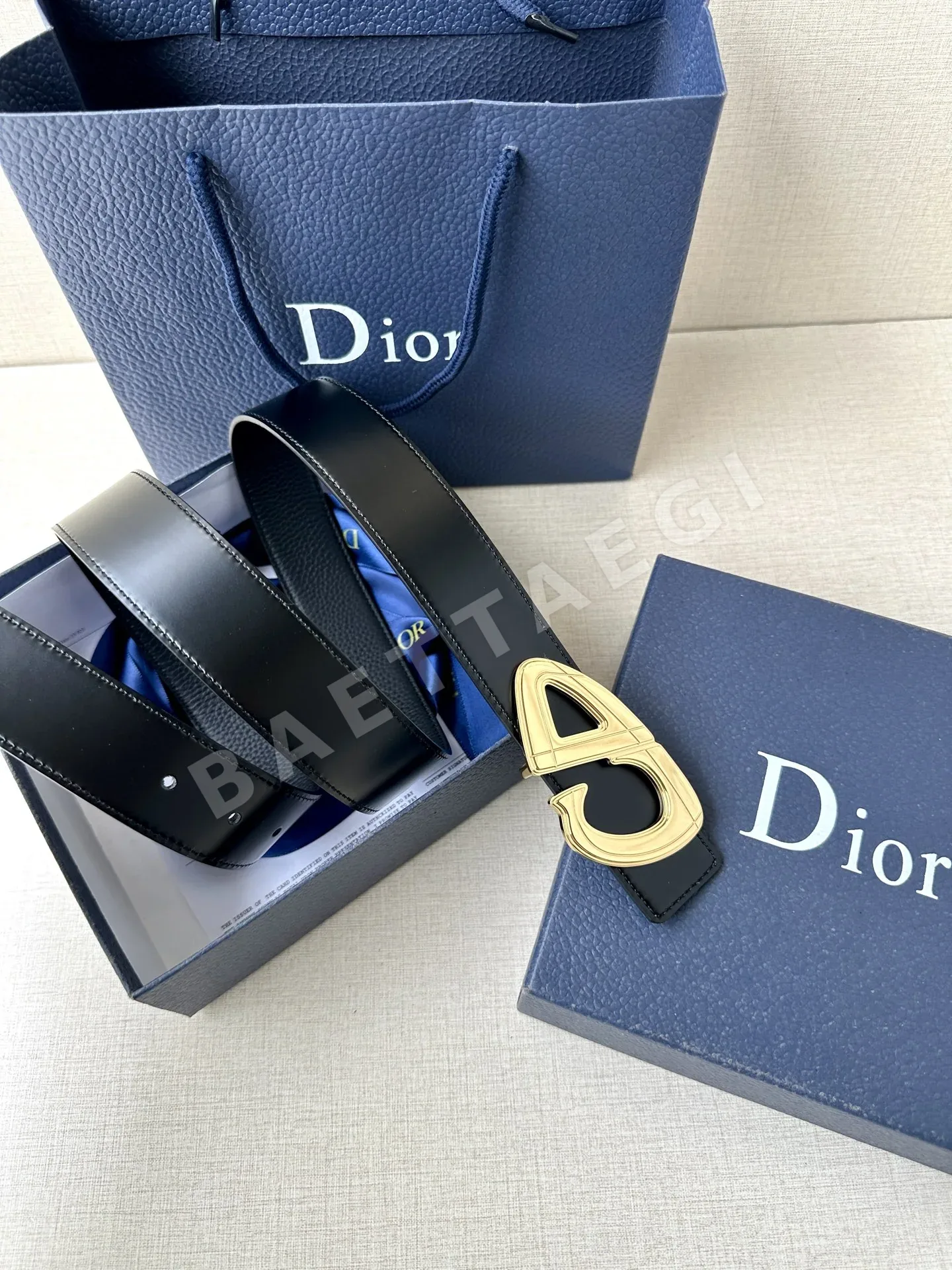 디올 CD 30 로고 블랙 매트 벨트 상세 이미지 4