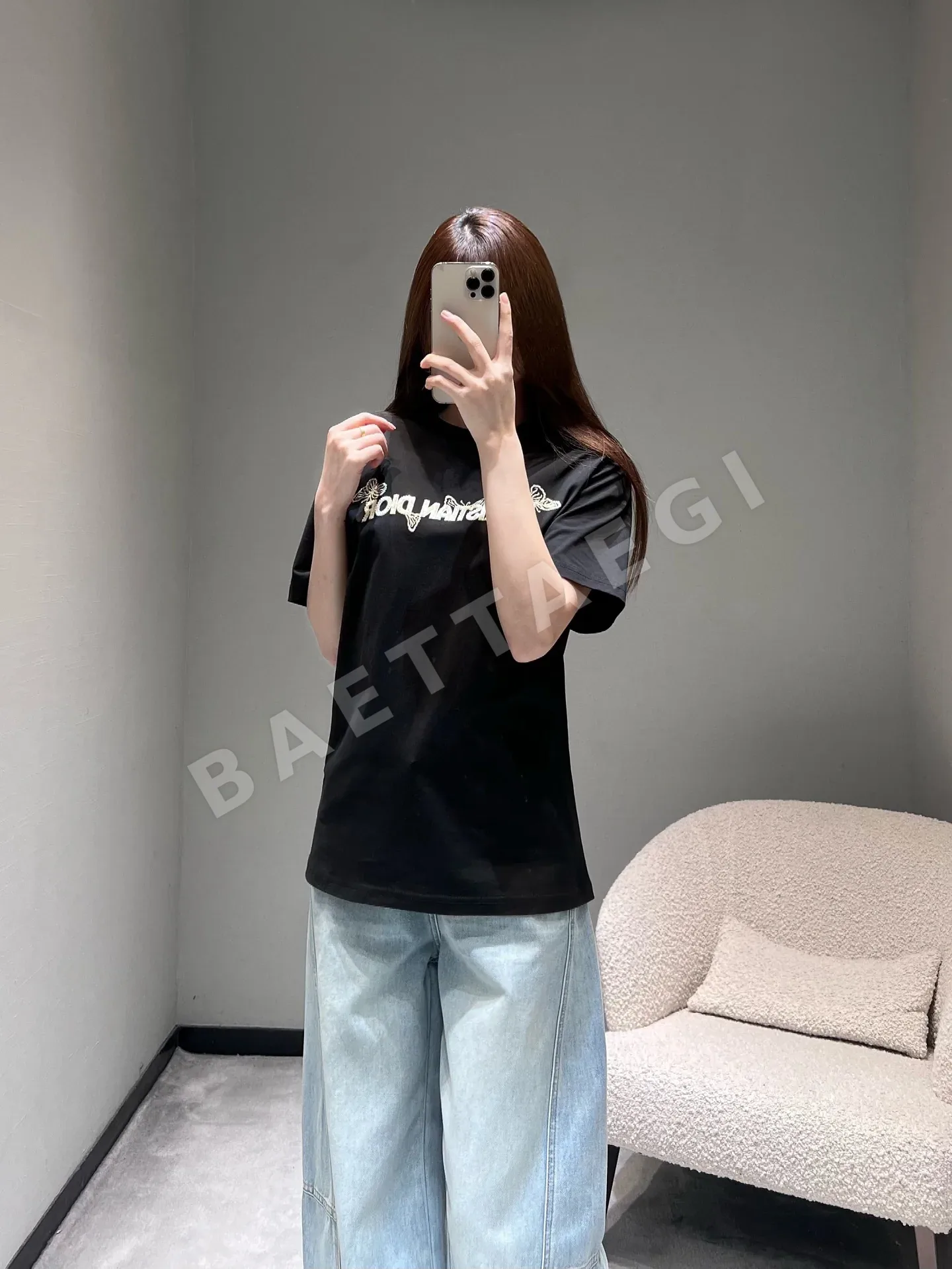 디올 나비 자수 반팔 티셔츠 상세 이미지 9