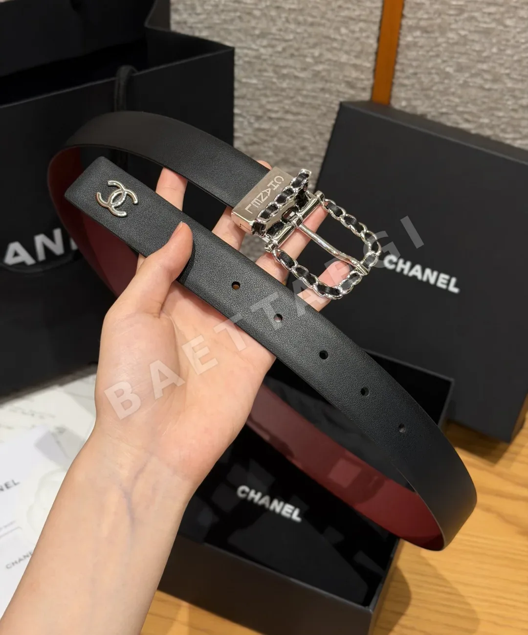 샤넬 카프스킨 리버시블 체인 장식 벨트 상세 이미지 7
