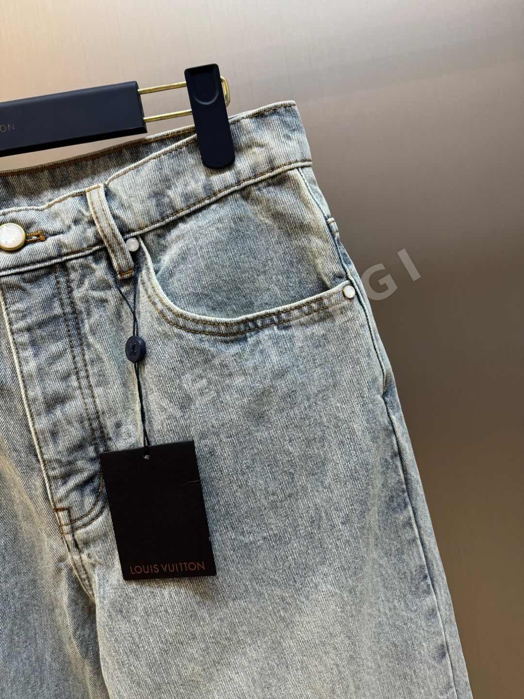 루이비통 Lu 자수 스트레이트 데님 바지 상세 이미지 3
