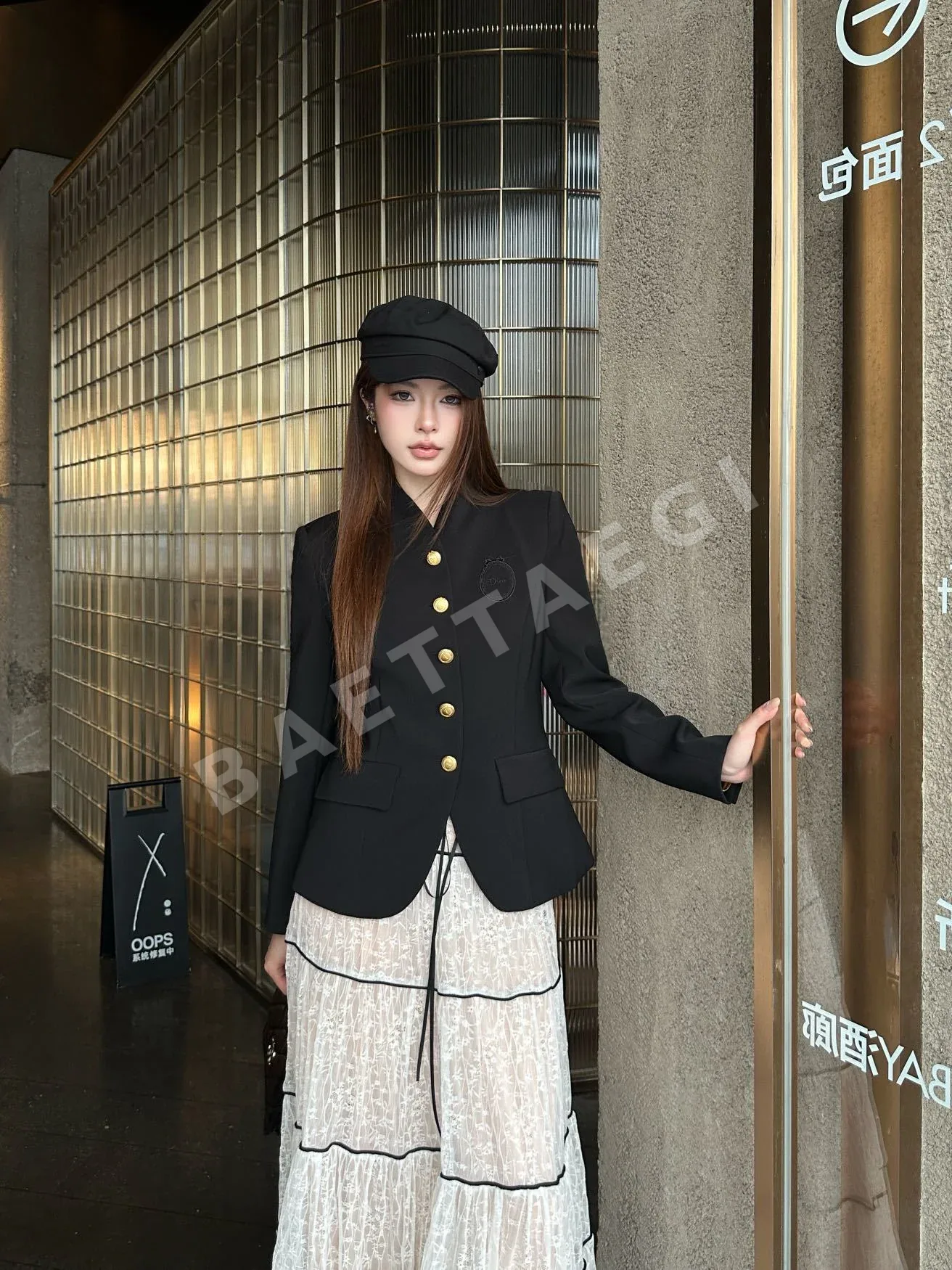 디올 슬림핏 자수 로고 자켓 163756