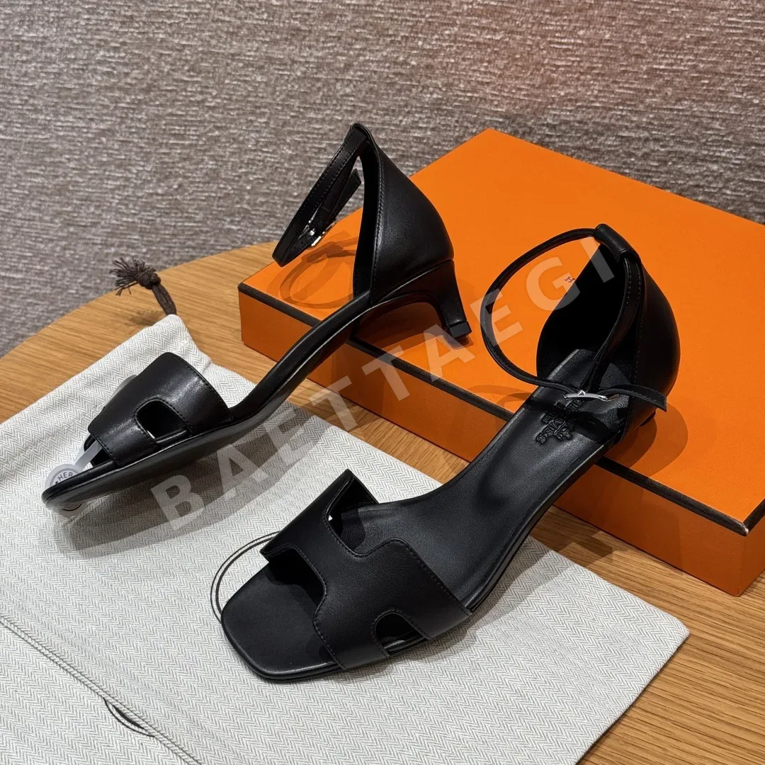 에르메스 조이 40 샌들 블랙 카프스킨 4 cm 힐 상세 이미지 6