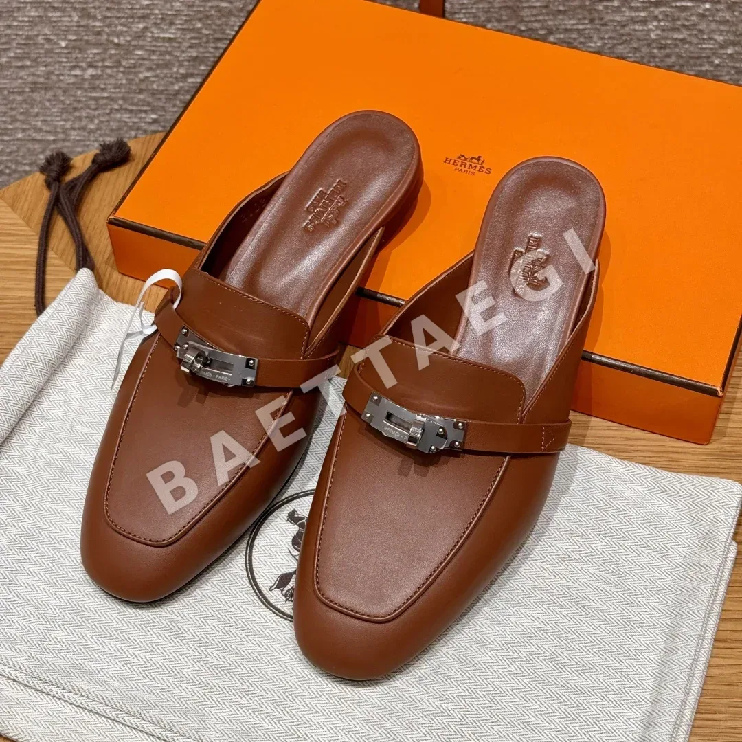 에르메스 오란 샌들 새들레드 염소가죽 은색 하드웨어 상세 이미지 1
