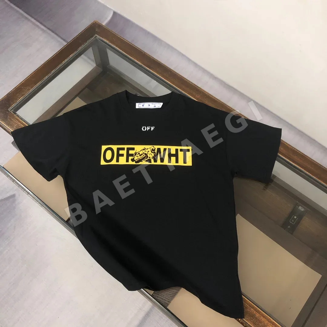 오프화이트 남성 크루넥 반팔 티셔츠 87139