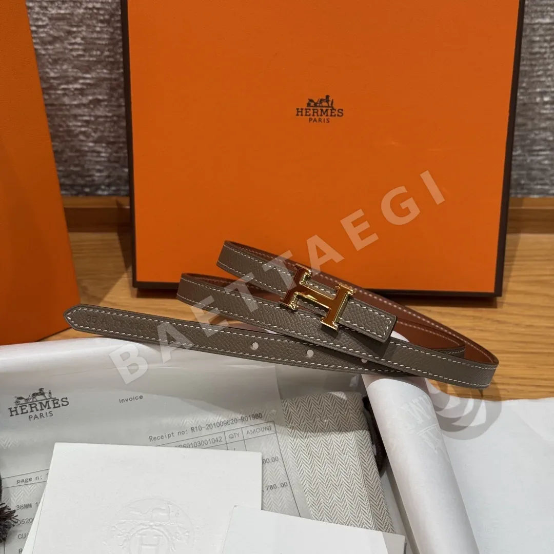 에르메스 미니 H 버클 양면 가죽 벨트 176016