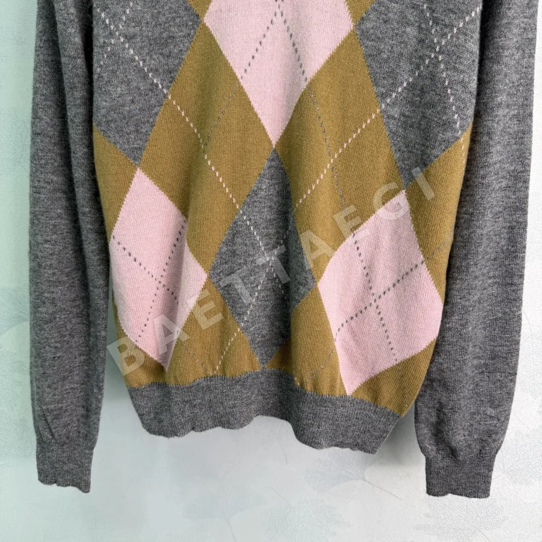 프라다 컬러 블록 다이아몬드 울 니트 스웨터 상세 이미지 6