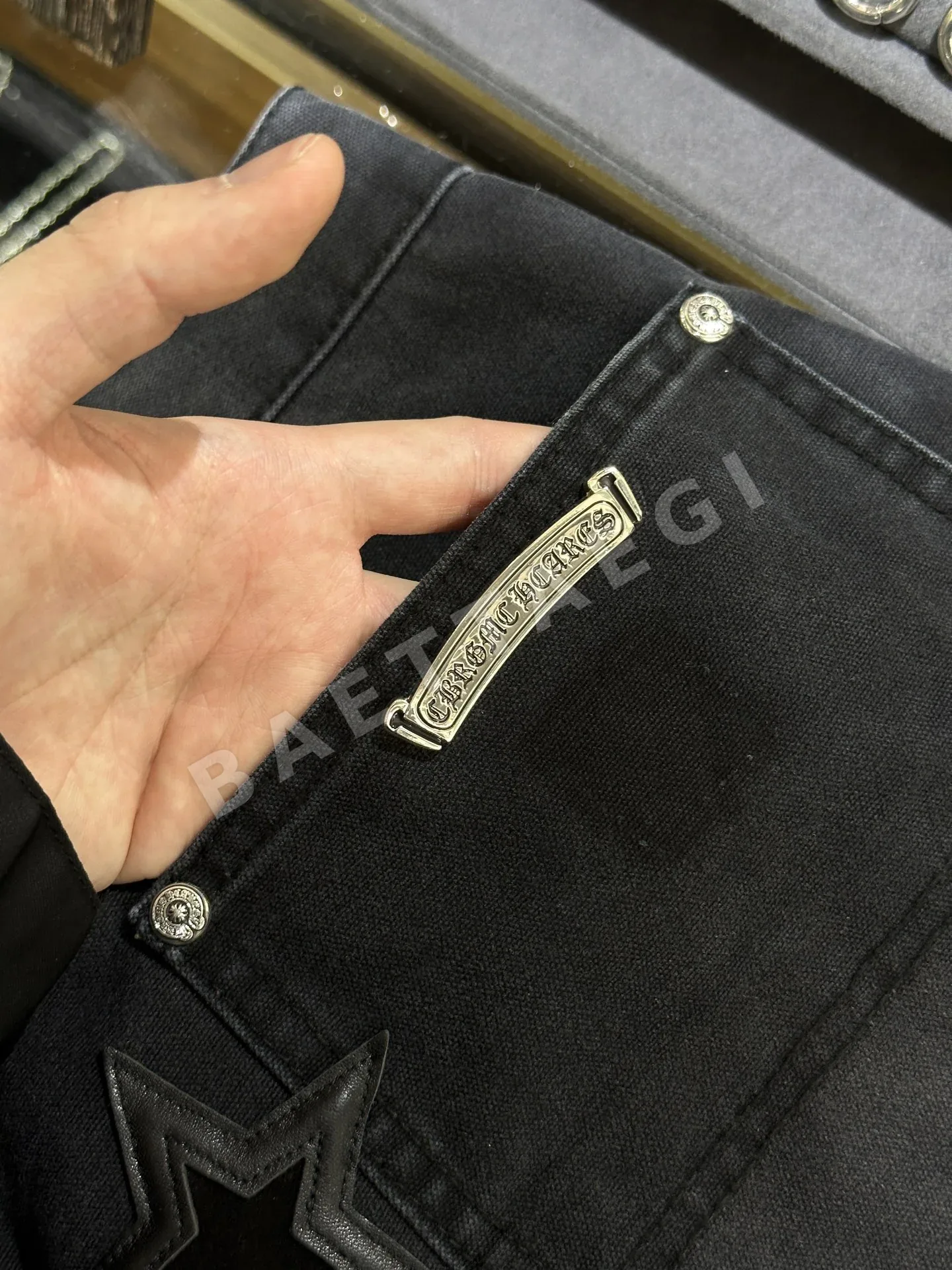 크롬하츠 체커보드 램스킨 스웨이드 남성 바지 상세 이미지 7