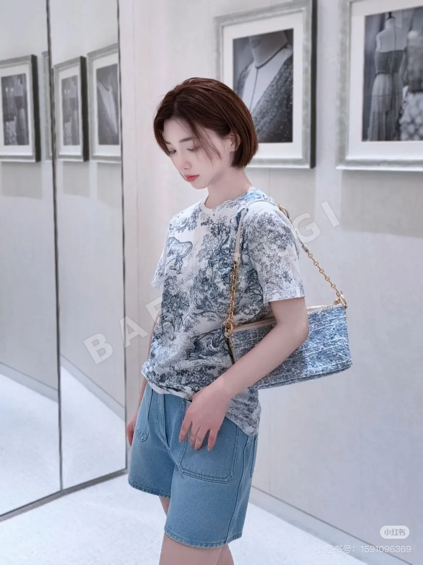 디올 소바주 프린트 코튼 린넨 반팔 티셔츠 상세 이미지 7