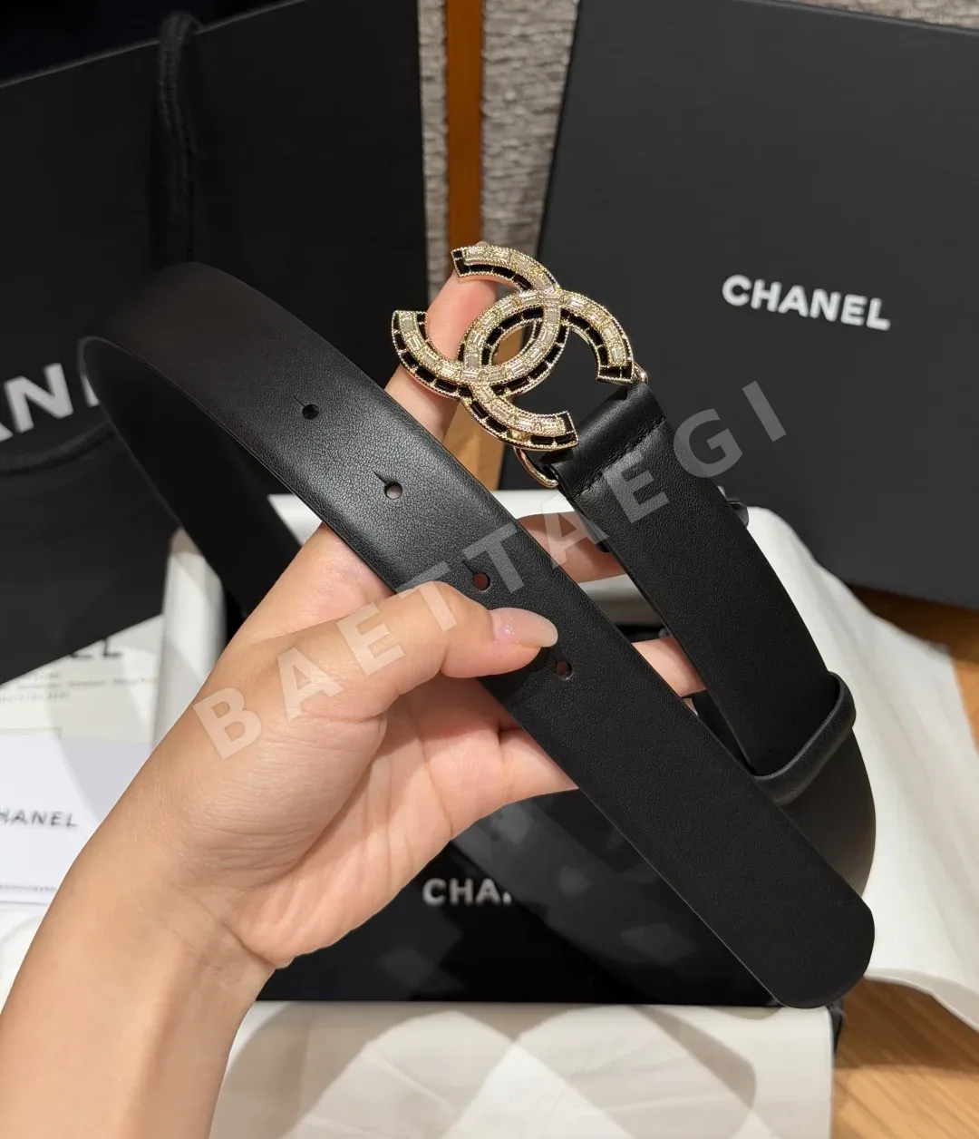 샤넬 클래식 더블 C 라인스톤 벨트 상세 이미지 4