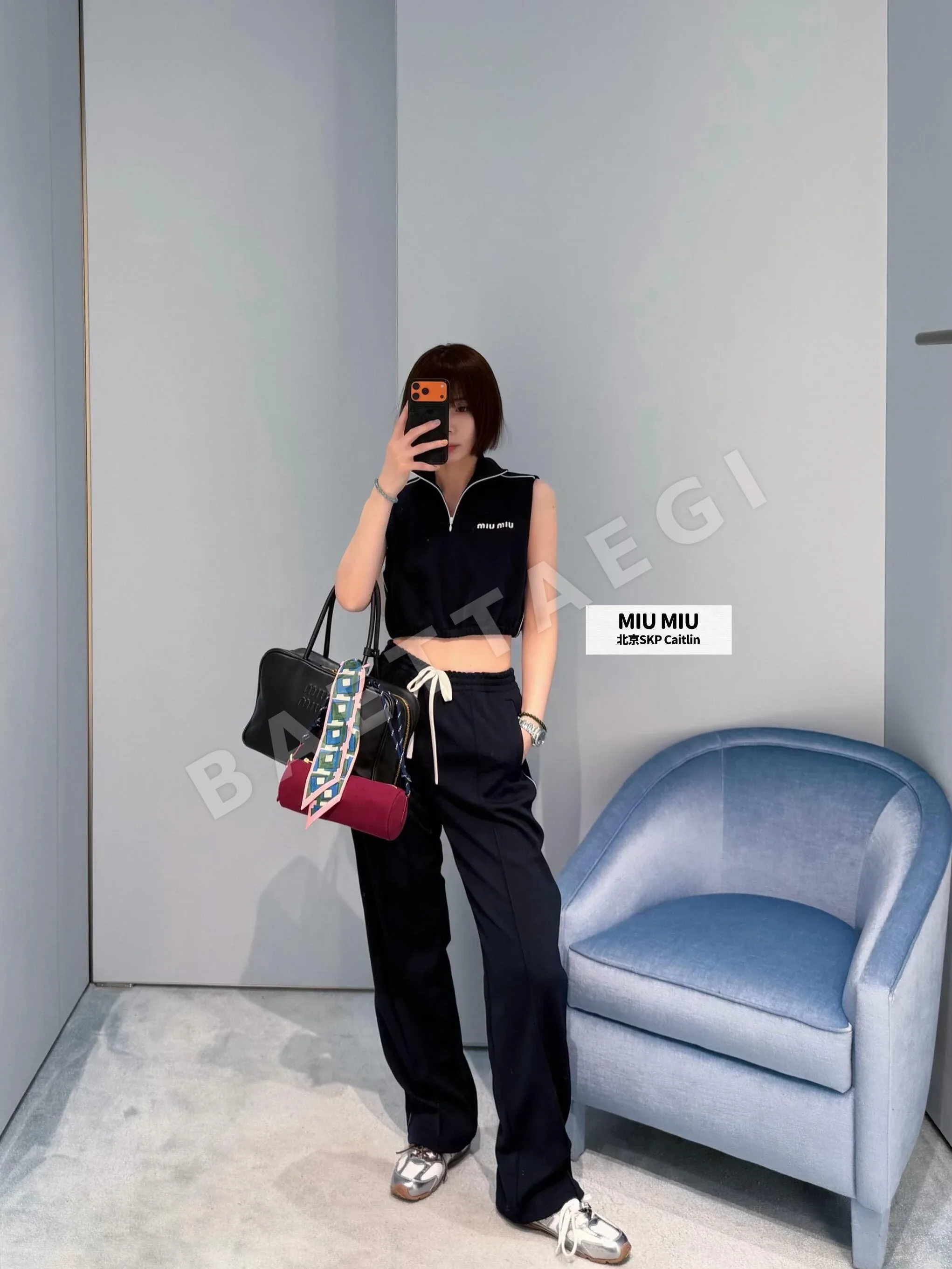 미우미우 하프 집업 하이넥 반팔 스웨트셔츠 세트 상세 이미지 6
