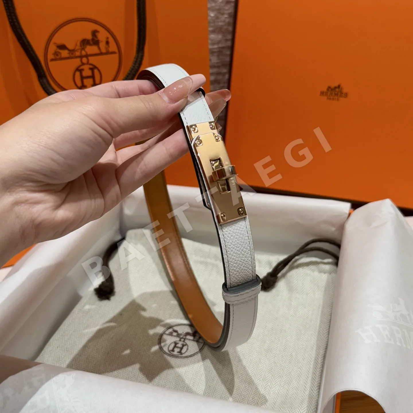 에르메스 켈리 18K 골드 금장 여성용 벨트 상세 이미지 4