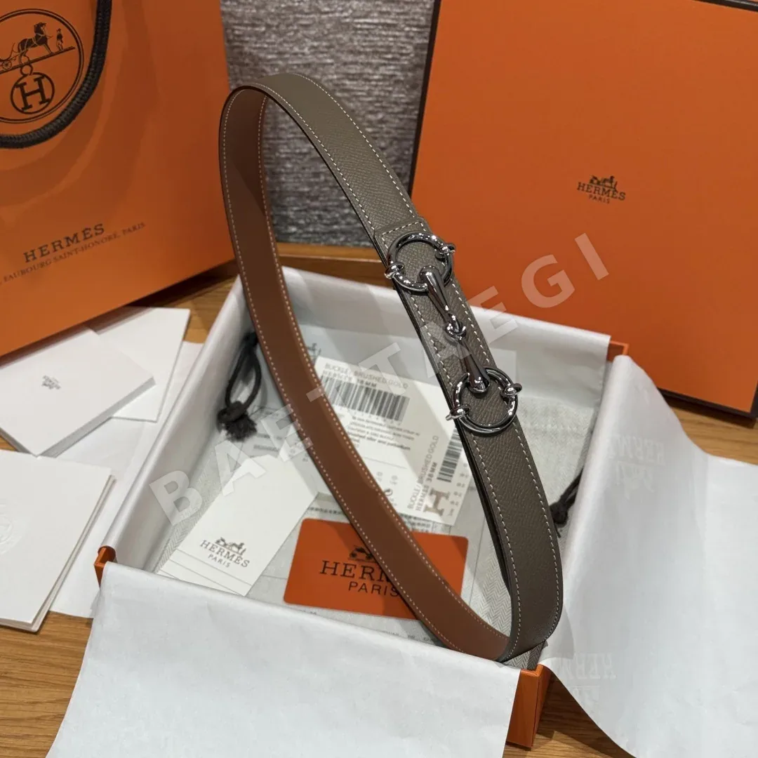에르메스 헤리티지 H 로고 양면 가죽 벨트 상세 이미지 3