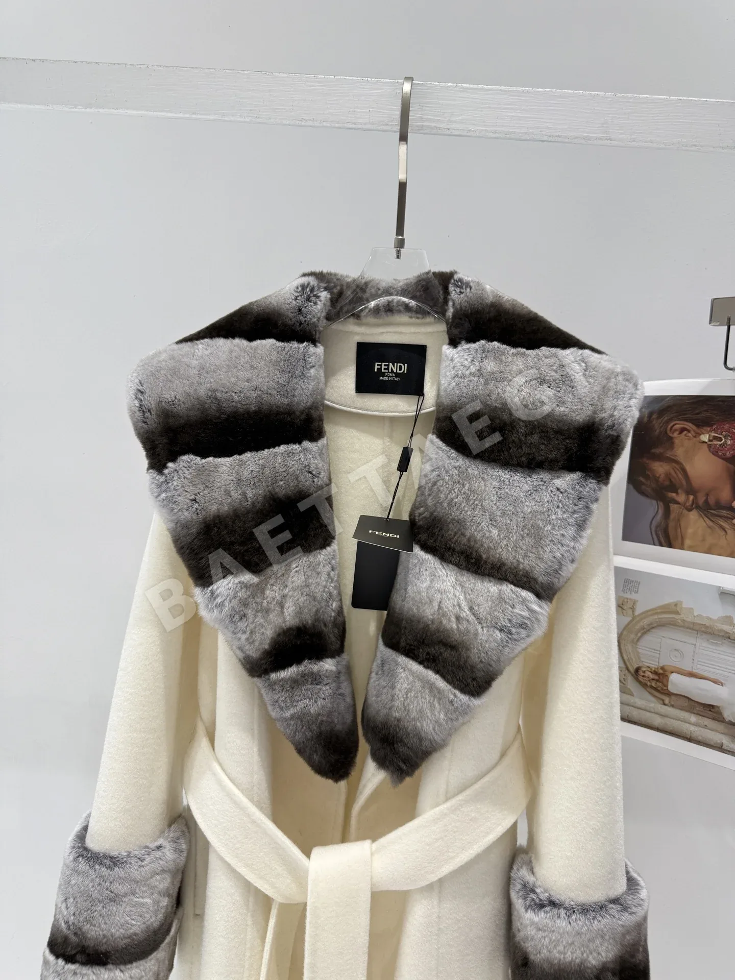 펜디 벨트 롱 카시미야 울 자켓 상세 이미지 3