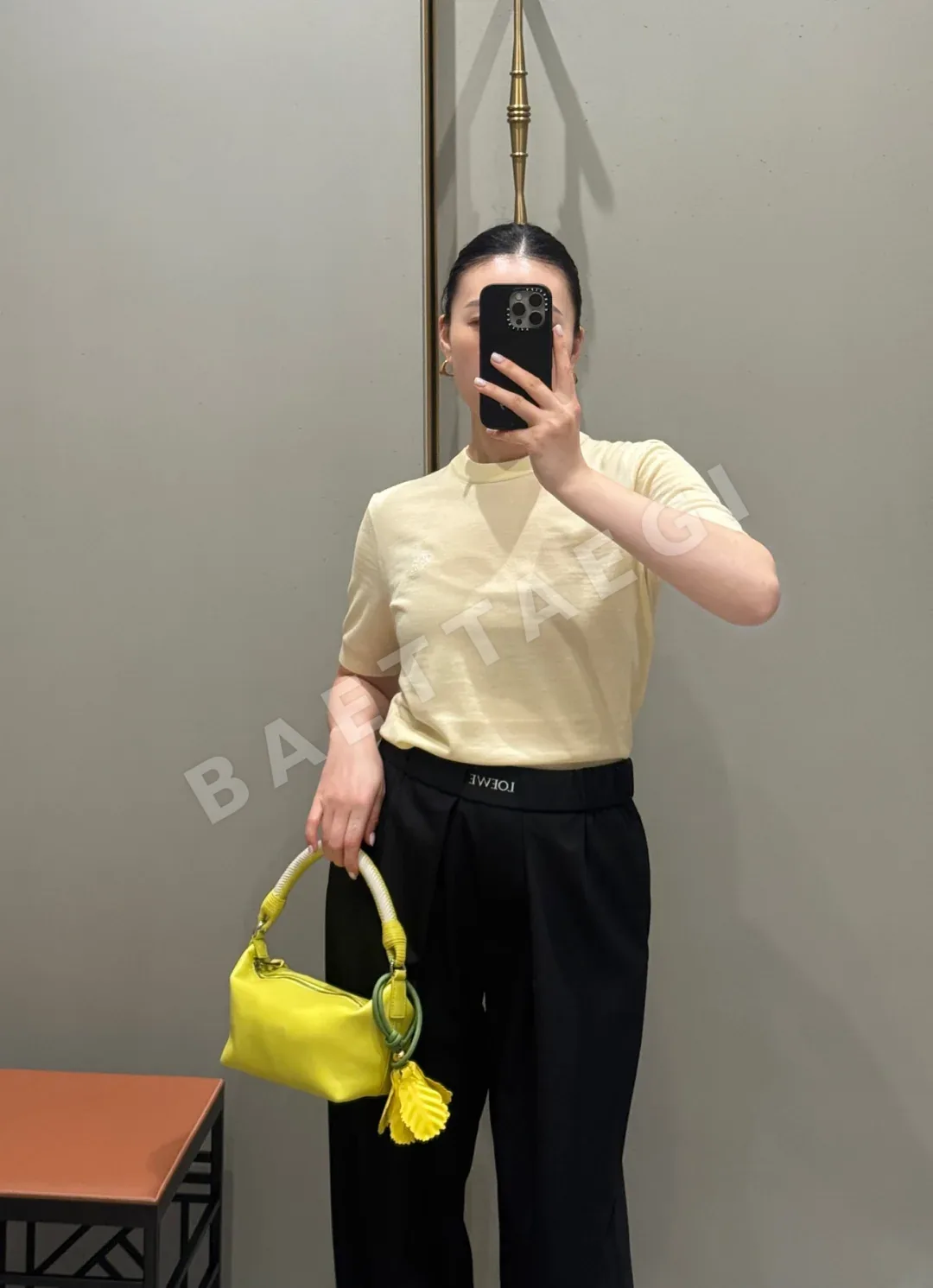 루이비통 컬러블록 플리츠 와이드 여성 바지 상세 이미지 7