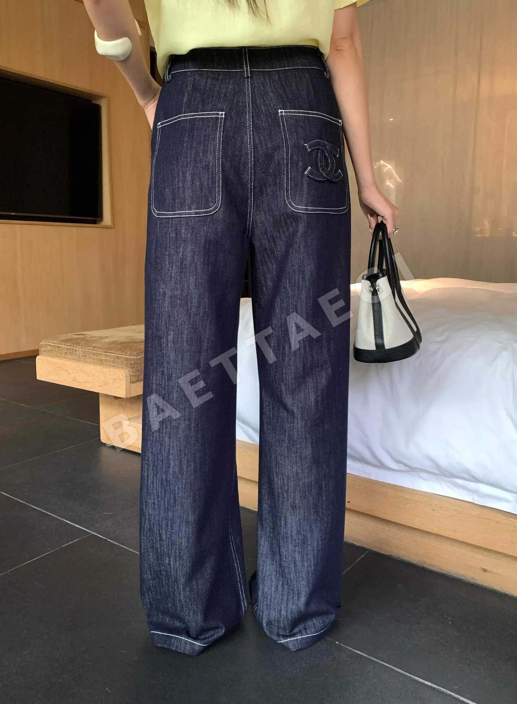 샤넬 더블 C 장식 3D 핸드메이드 청바지 상세 이미지 2