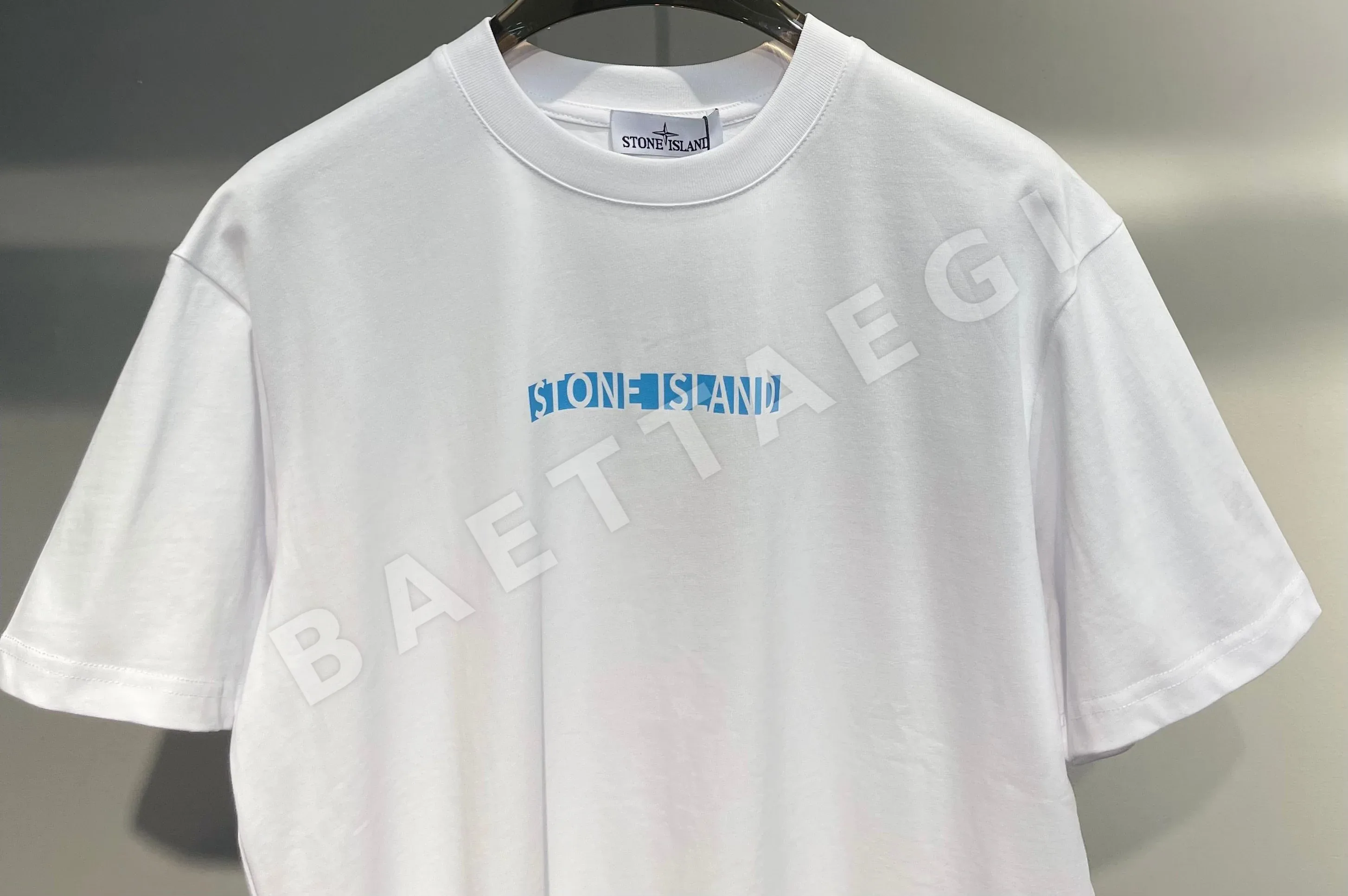 스톤아일랜드 레터 프린트 크루넥 남성 반팔 티셔츠 상세 이미지 4