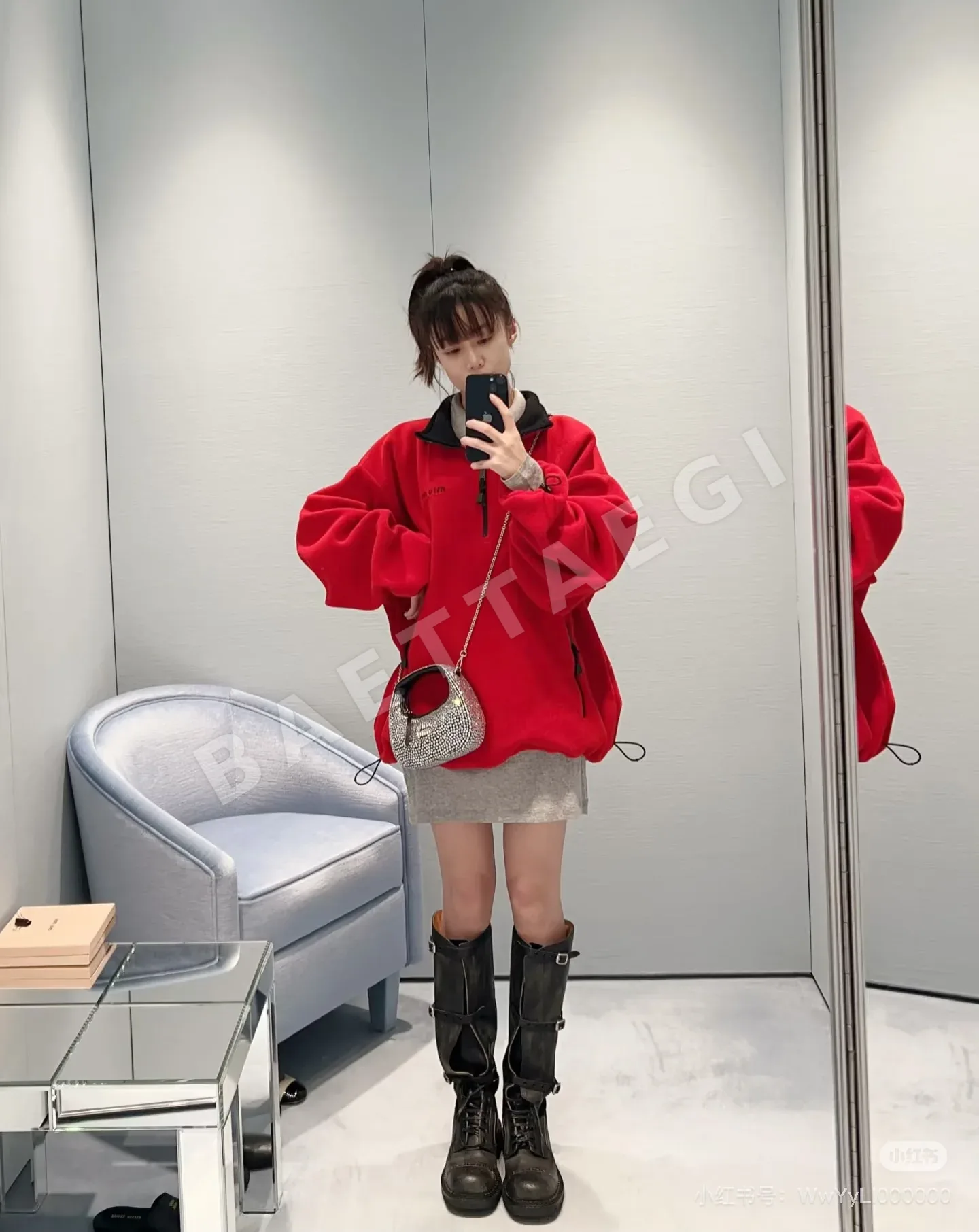 미우미우 플리스 후드 짚업 자켓 상세 이미지 3