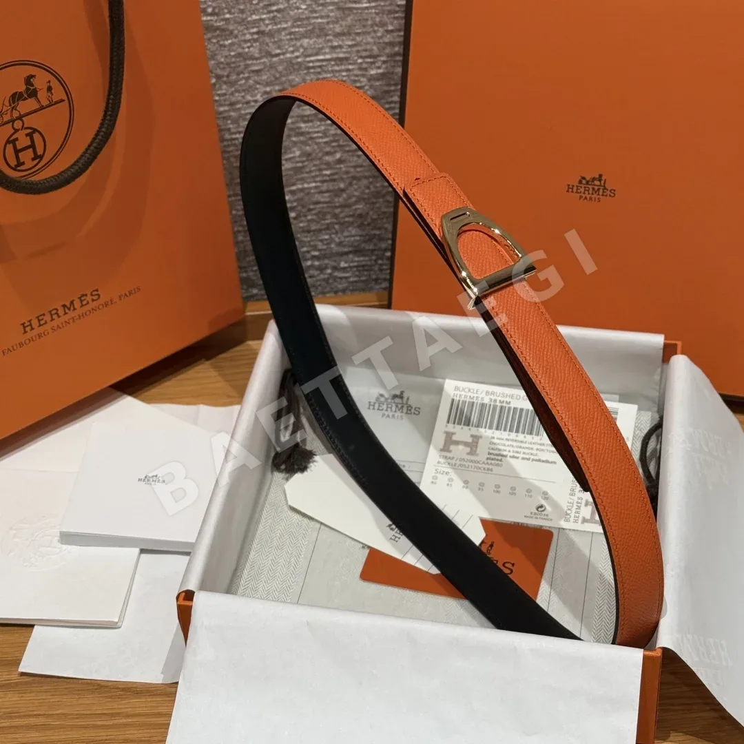 에르메스 카발리에레 버클 양면 가죽 벨트 상세 이미지 3