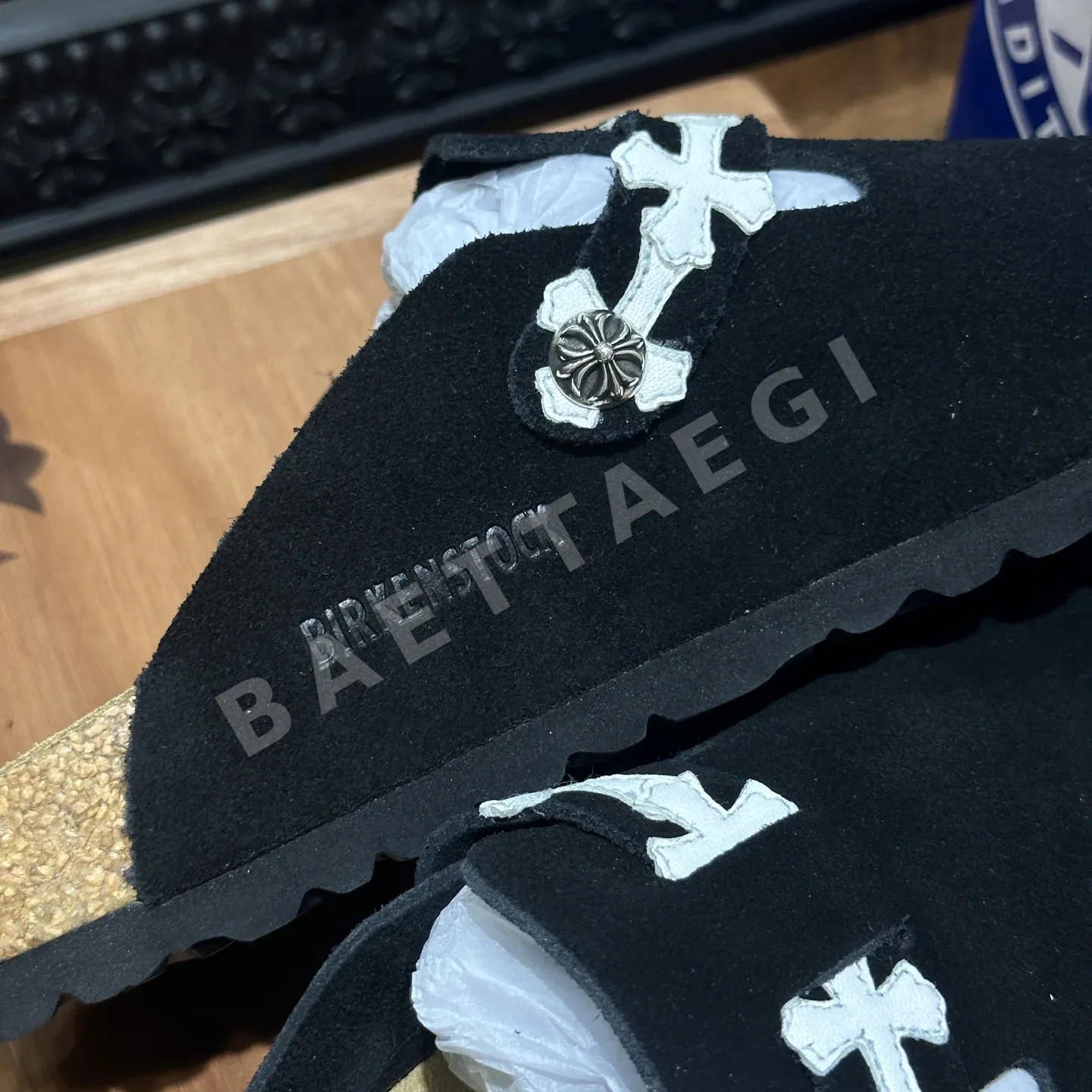 크롬하츠 샌들 블랙 가죽 크로스 스타일 상세 이미지 3