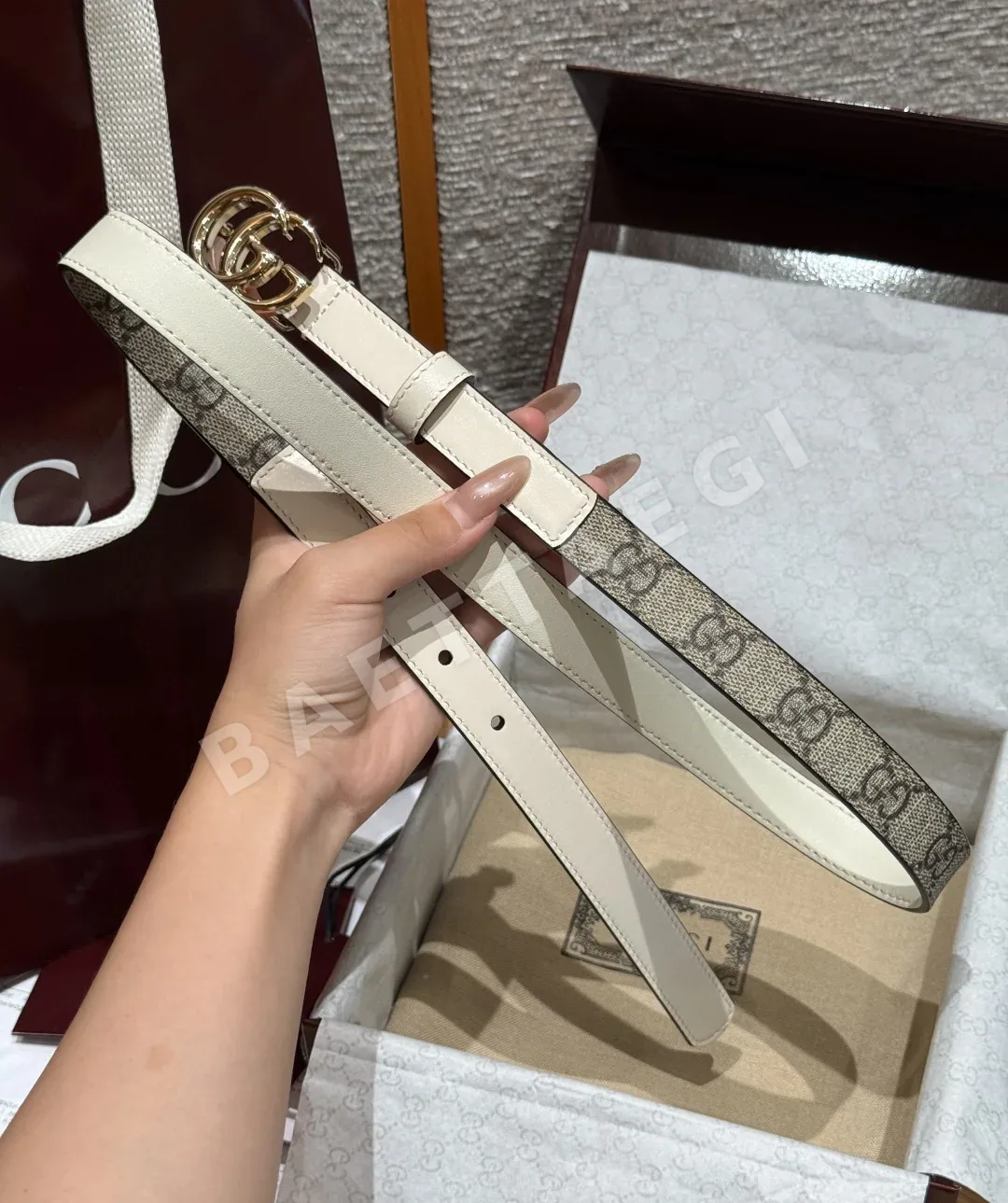 구찌 GG 마몬트 20mm 더블 G 슬림 벨트 상세 이미지 4