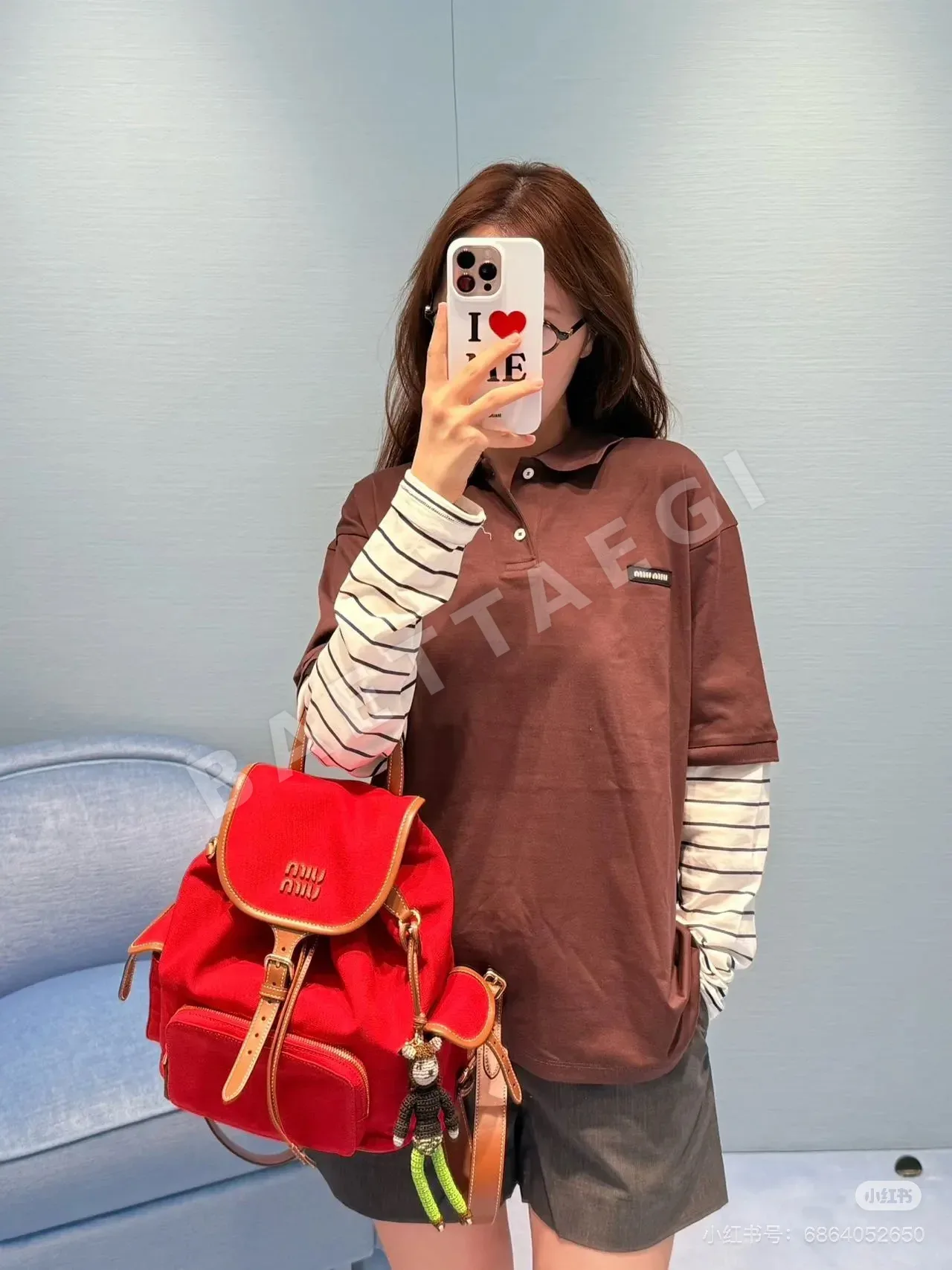 미우미우 스트라이프 오버핏 긴팔 셔츠 여성의류 상세 이미지 7