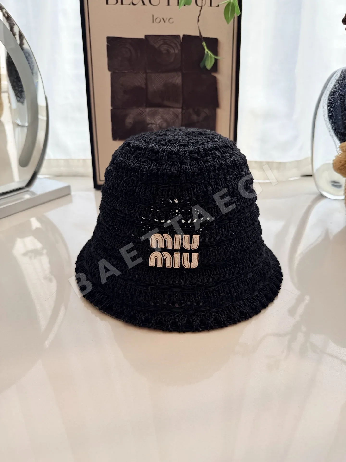 미우미우 아란 뜨개질 크로셰 버킷햇 모자 상세 이미지 2