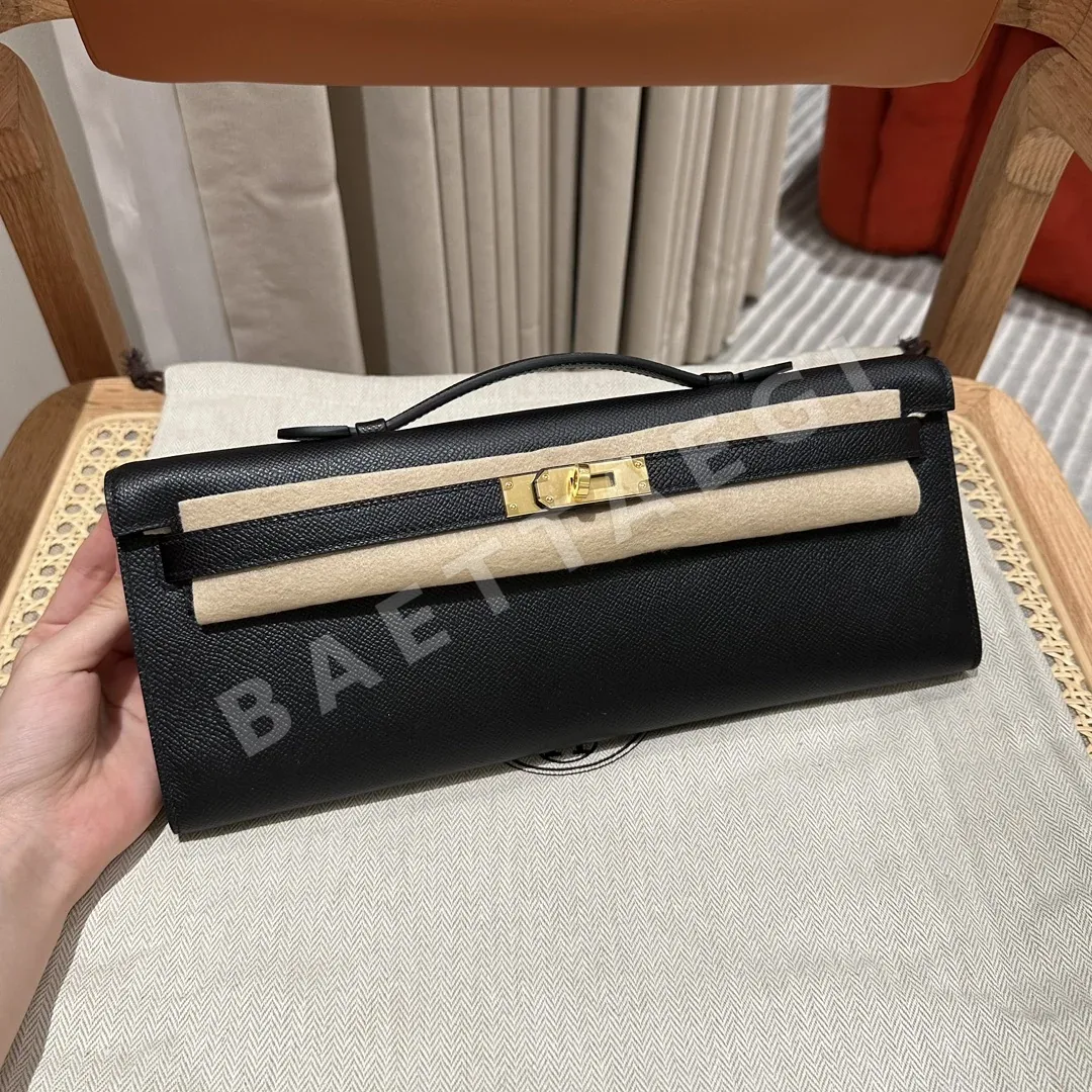 에르메스 켈리 클러치백 블랙 앱송 가죽 골드 장식 31 CM 상세 이미지 1