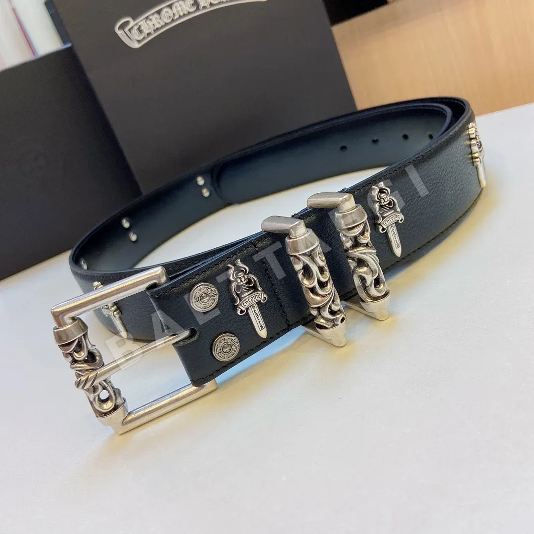 크롬하츠 S925 순동제 버클 가죽 벨트 상세 이미지 4