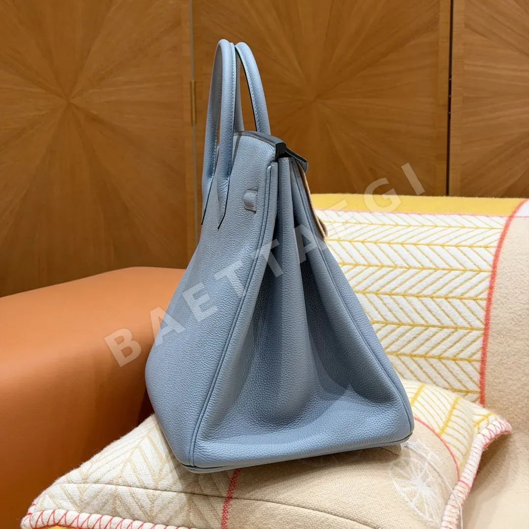 에르메스 버킨 40 린넨 블루 토고 가죽 가방 상세 이미지 3