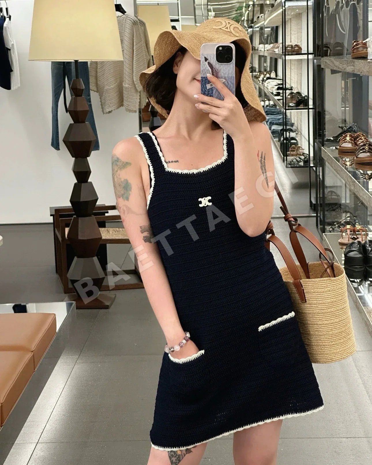 셀린느 컬러 블록 레이스 크로셰 원피스 상세 이미지 6