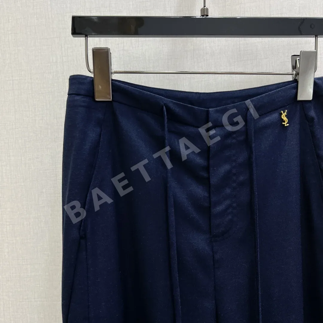 생로랑 메탈 벨트 린넨 와이드 팬츠 상세 이미지 2