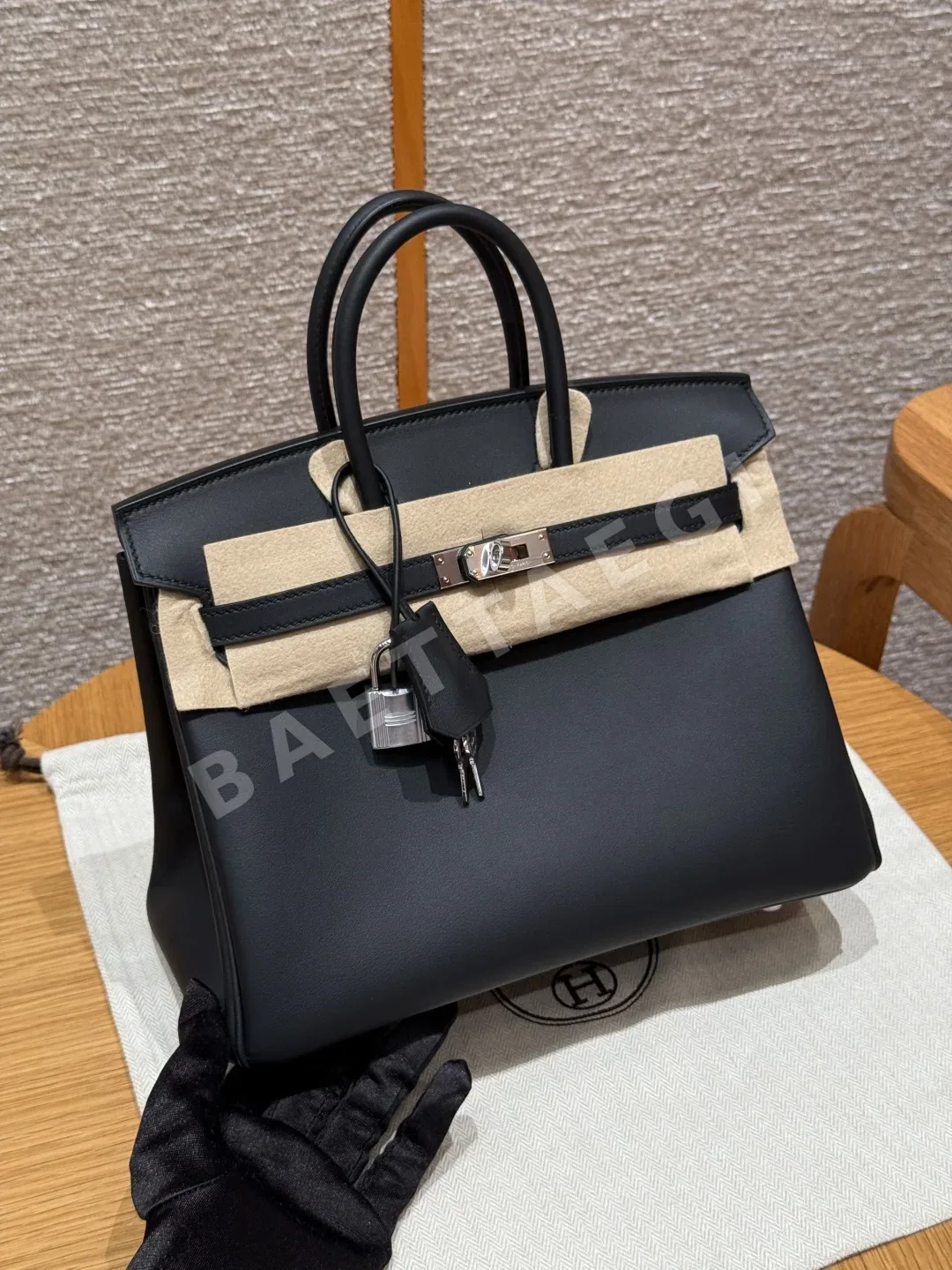 에르메스 버킨 25 블랙 가죽 가방 144493