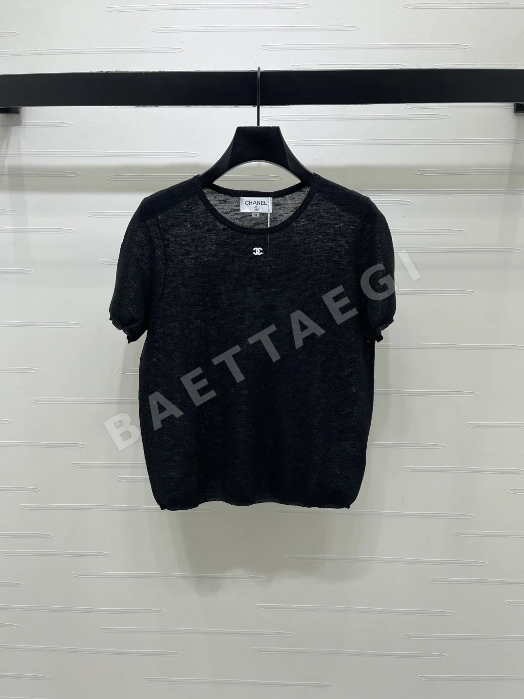 샤넬 여성 크루넥 니트 반팔 탑 103758