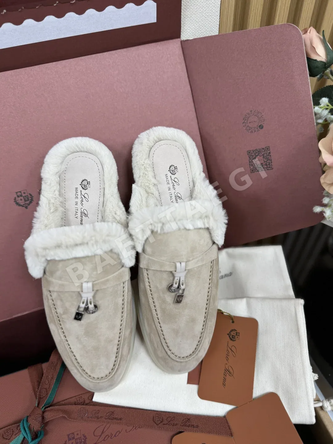 로로피아나 비버 퍼 하프 슬리퍼 상세 이미지 5