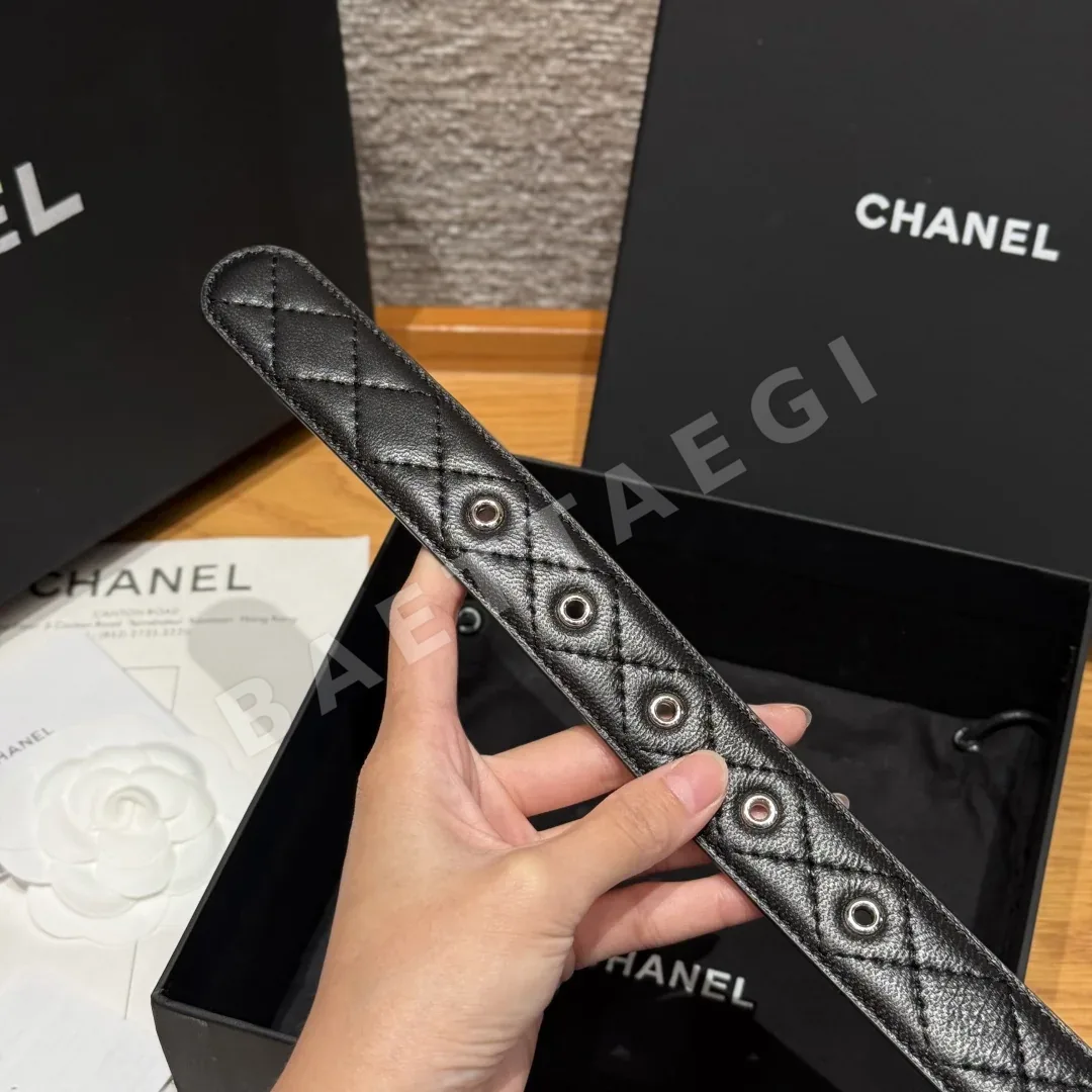 샤넬 더블 C 램스킨 메탈 로고 벨트 상세 이미지 7