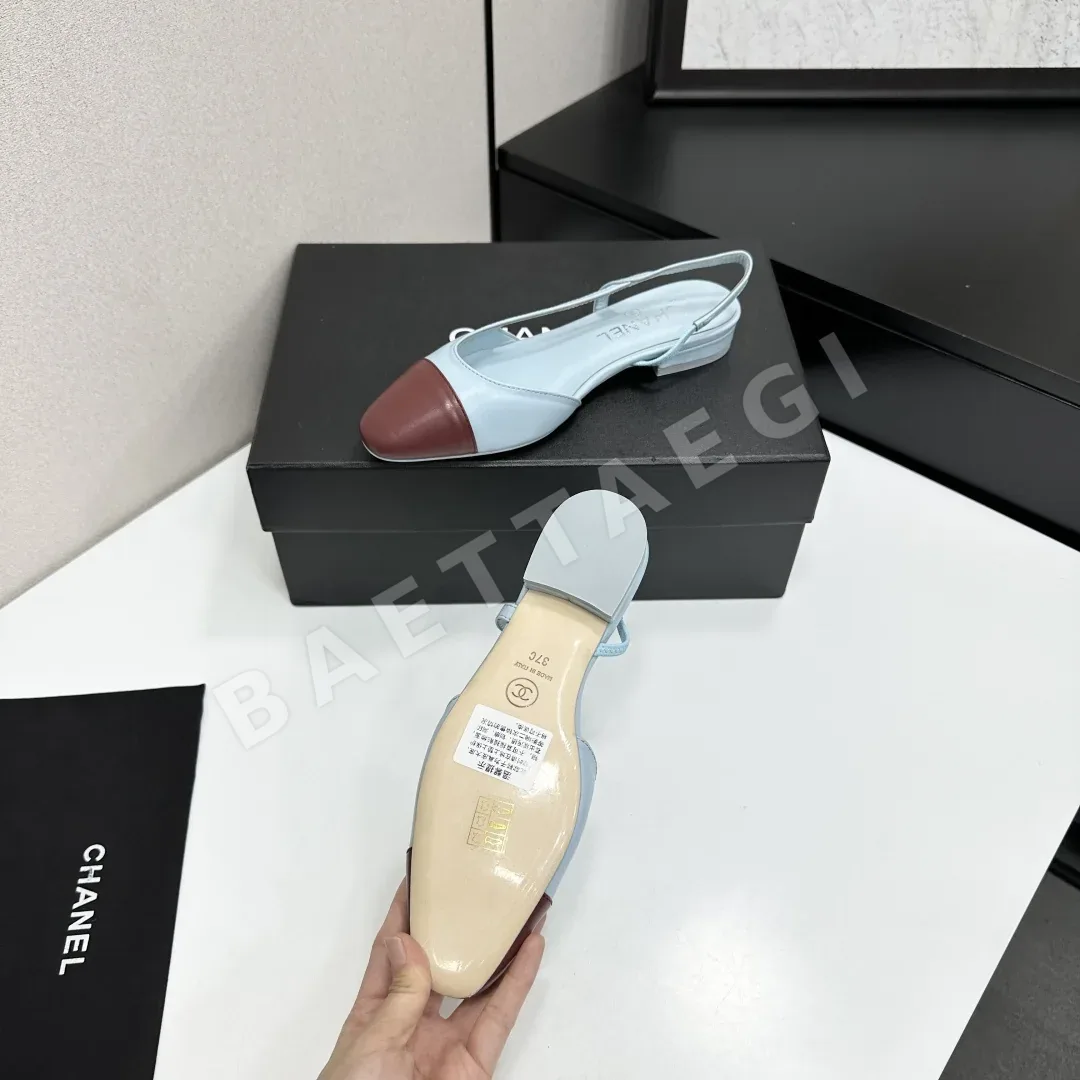 샤넬 클래식 투톤 슬링백 샌들 상세 이미지 4
