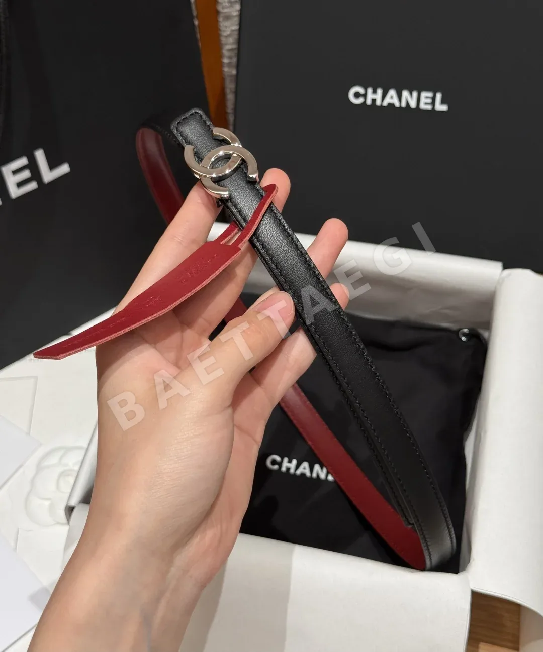 샤넬 더블 C 버클 양면 가죽 벨트 상세 이미지 4