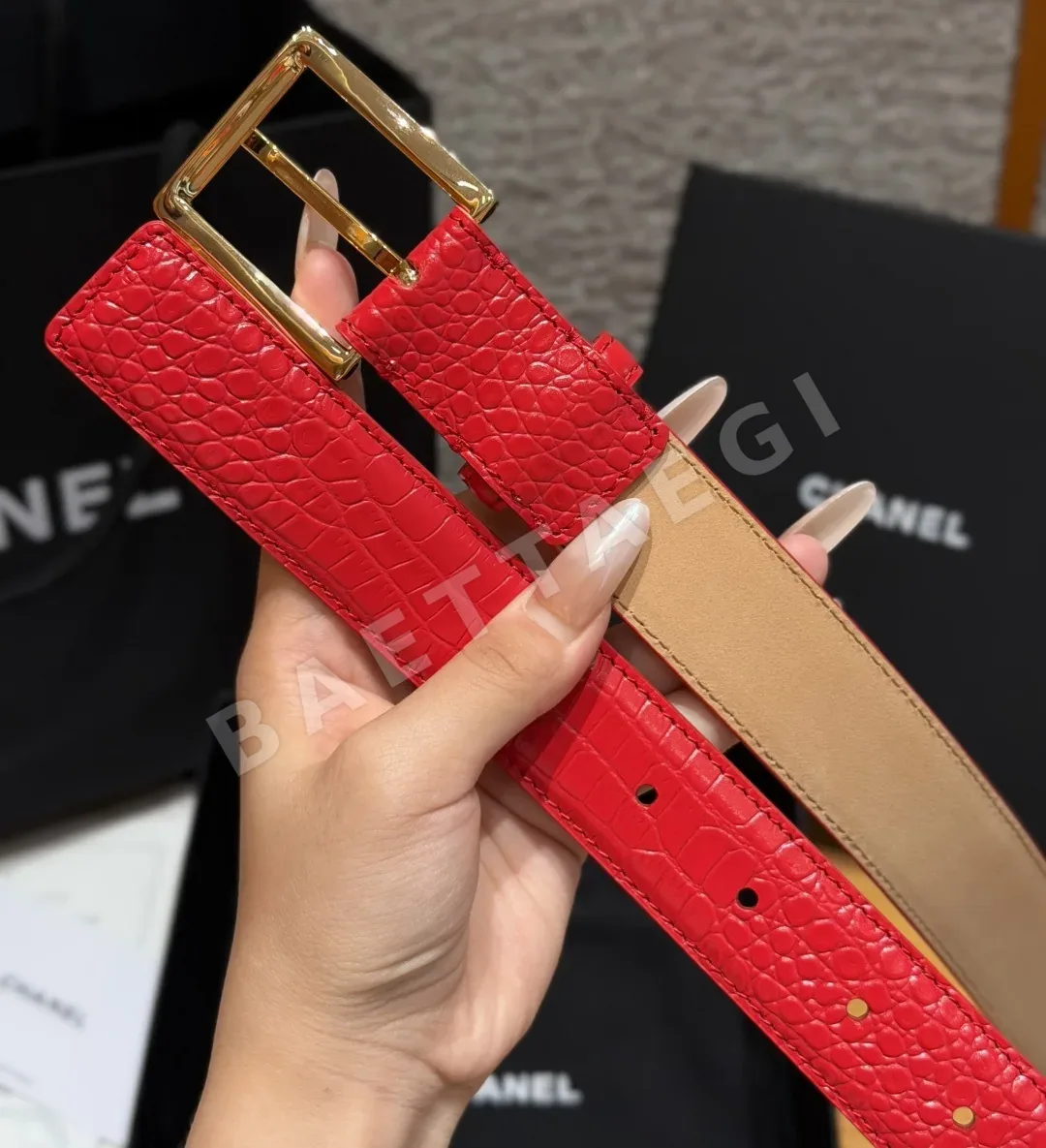 샤넬 악어무늬 소가죽 30mm 벨트 상세 이미지 6